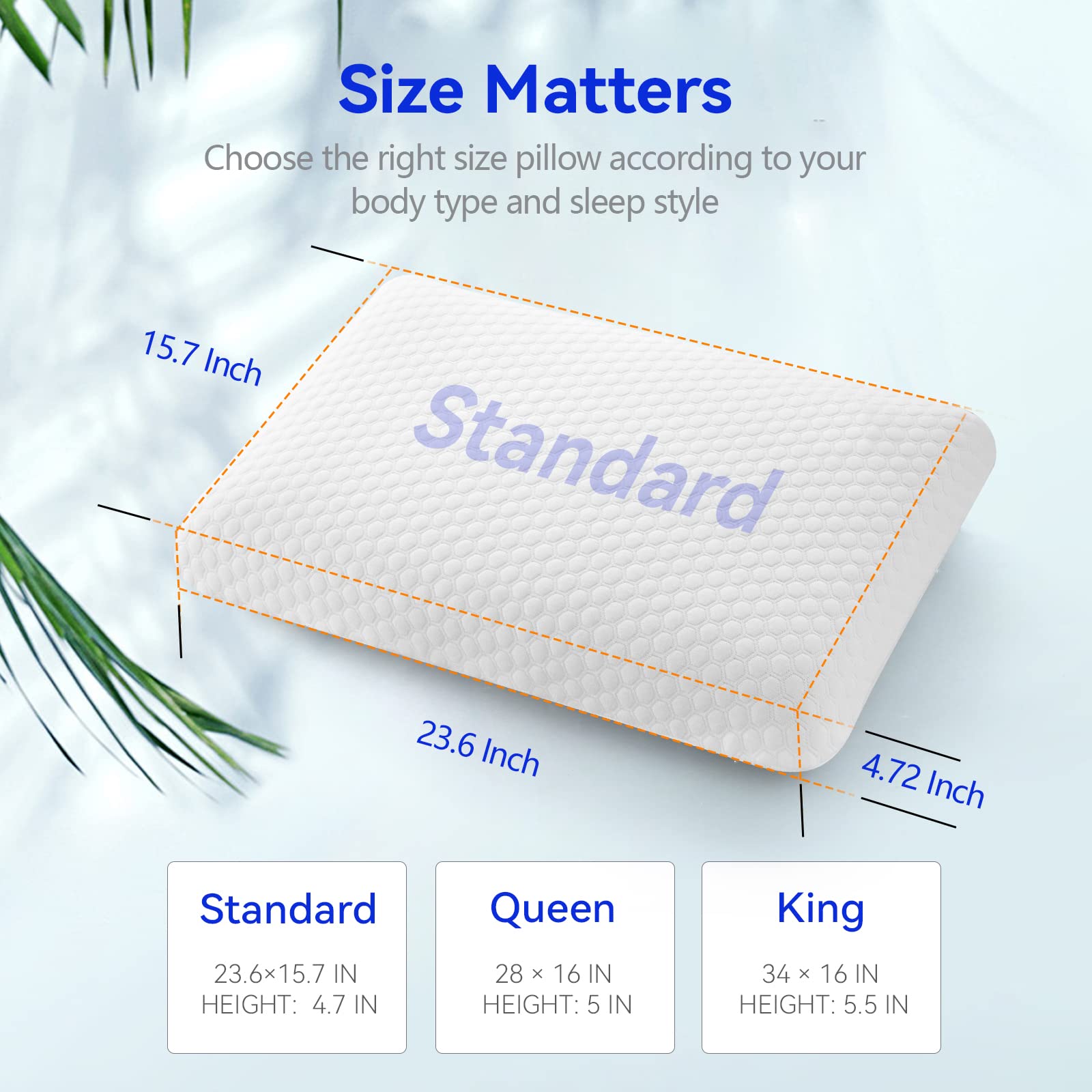 inight Memory Foam Pillows 2 Pack, Pillows Standard Size Set of 2, Back Sleeper & Side Sleeper Pillows, Cooling Pillows for Sleeping, Oeko-TEX & CertiPUR-US, White