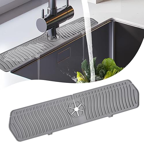 Protector contra salpicaduras para fregadero de cocina, alfombrilla de silicona de 24 pulgadas para protectores de fregadero de cocina, bandeja
