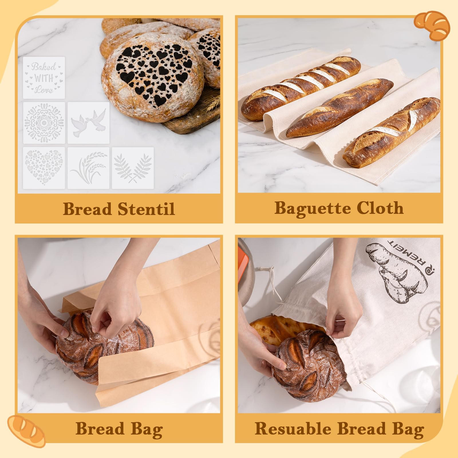 Sauerteig Starter Set, Gärkörbchen. 23cm Rund & 25cm Oval Gärkörb Brot, Gärkorb Set mit Sauerteig Glas, Dänischer Schneebesen, Teigschaber, Bäckermesser und Schlinge