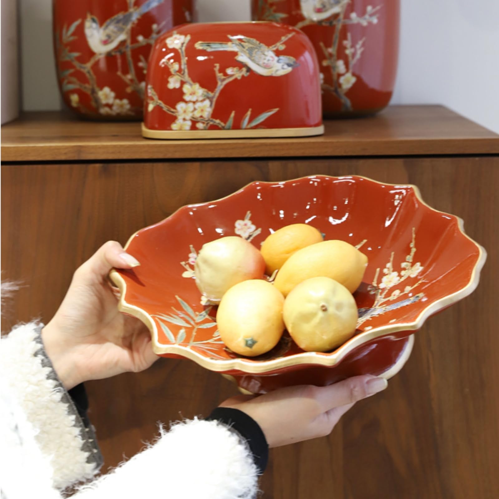Générique Corbeille à Fruits en Porcelaine Floral Bol à Collation Décoration Coupe de Fruit Pour Collation, Fruits, Dessert, Cadeau de Cuisine