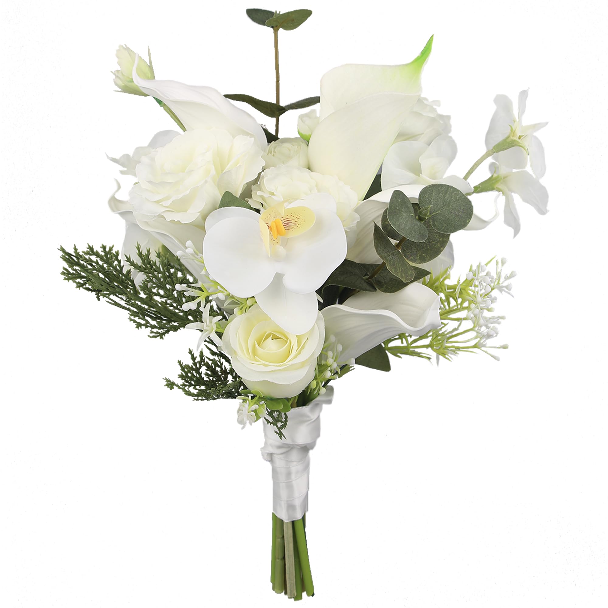 Rinlong 9.8 Inch Silk Posy Bouquet Wedding Bouquets for Bride Artificial Rose Bridal Bouquet for Wedding Ceremony Toss Bouquet Wedding Bridesmaid Flower Bouquet Prom Bouquet