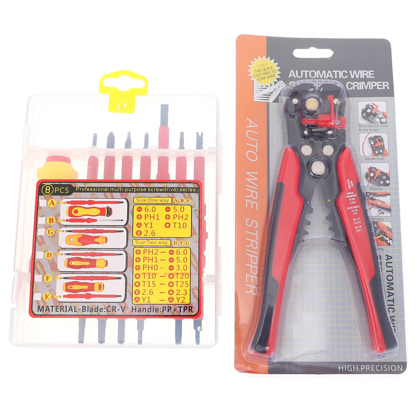 Ipetboom Kit de Alicates Pelacables y Destornilladores para Electricistas Mango Ergonómico y Acero de Aleación, Herramienta Manual Cómoda para Trabajo Profesional Color Aleatorio