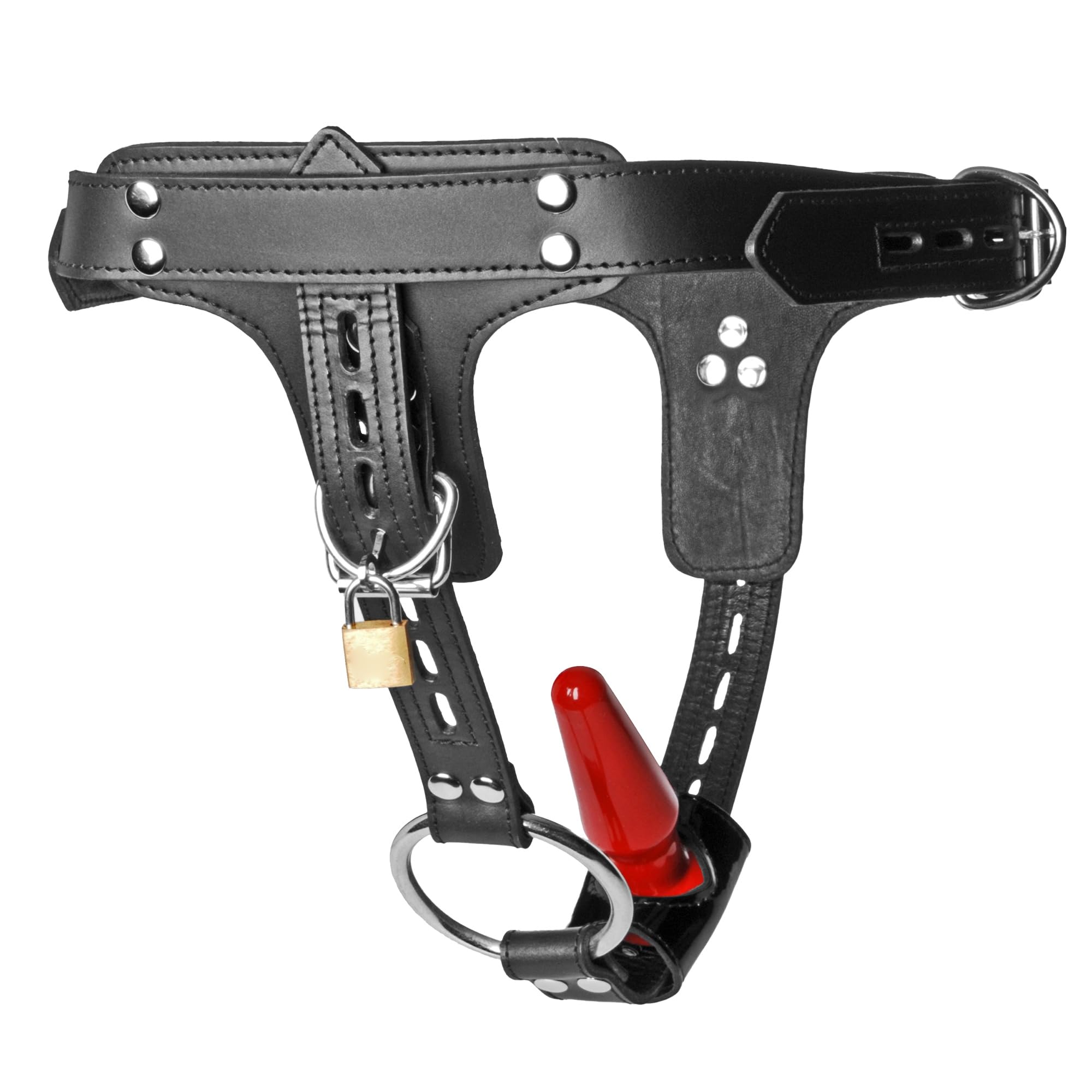 Imbracatura BDSM per dildo e plug anale - Pelle Premium