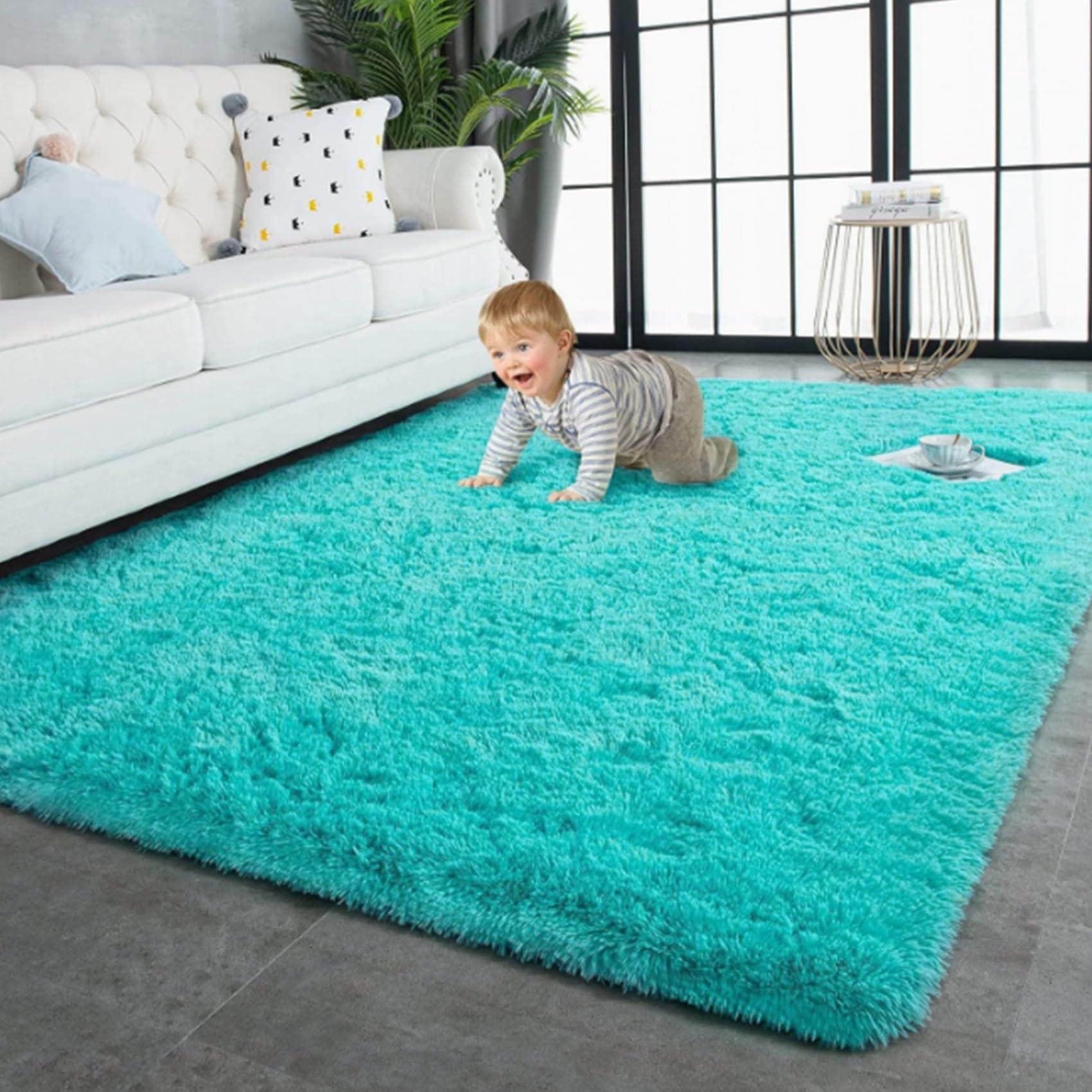 Tapis salon moderne shaggy lavable pour créer un coin lecture cosy et chaleureux