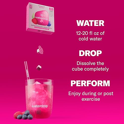 Miniatura 6 de waterdrop Microlyte BERRY, tabletas de hidratación de electrolitos con 4 electrolitos, 9 vitaminas, zinc, sin azúcar, bajas en calorías y bebida