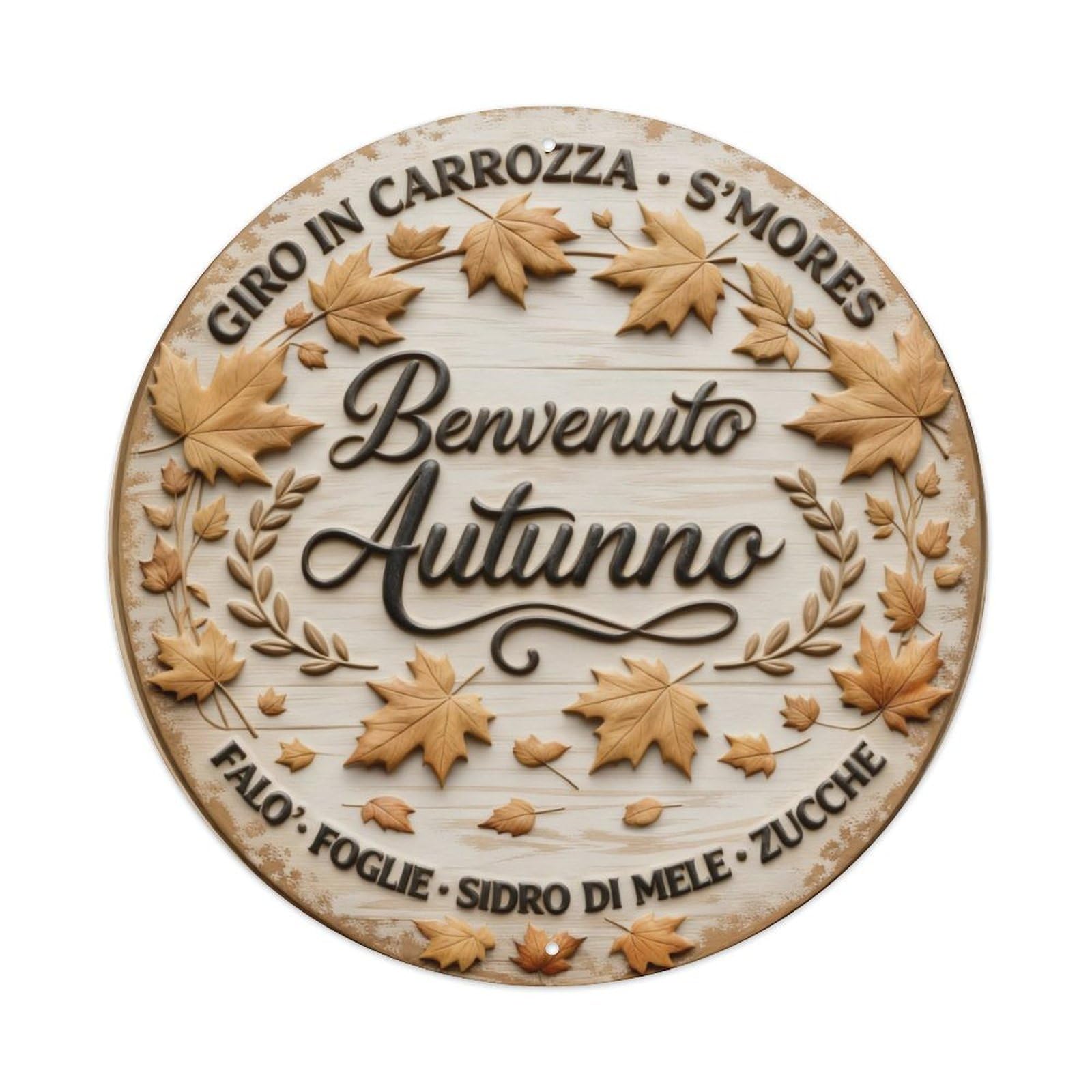 Autumn Leaves Welcome Sign Pattern Metal Tin Sign Plaque