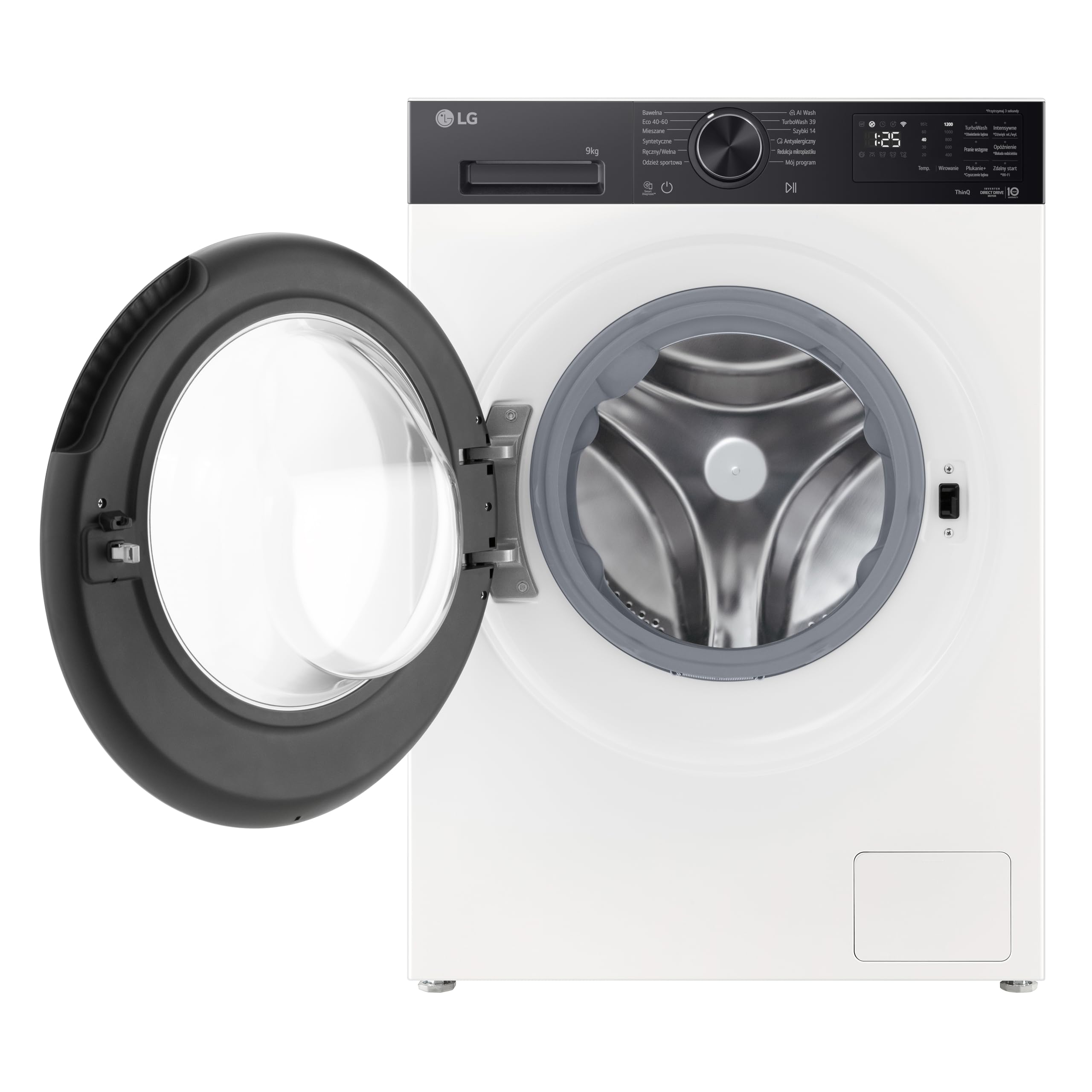 LG F2NX50S9THB Lavatrice Slim 9 kg Next AI DD, Classe A -30%, 1200 Giri, Programma AI Wash con Intelligenza Artificiale, Wi-Fi, Allergy Care, TurboWash 360, Direct Drive, Serie X5, White Black Pannel