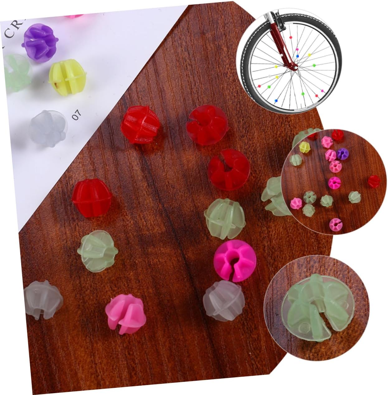 180pcs Luminous Bicycle Wheel Beads Small Plastic Bike Spoke Decorations for Front and Rear Wheels Easy to Install Safety Enhancing Bike Decor Accessories