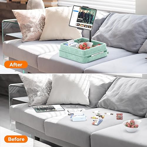 Miniatura 7 de KDD Soporte de almohada para tablet Soporte de almohada ajustable de 360 para iPad, cama y escritorio, cuello de cisne para tableta con bandeja de