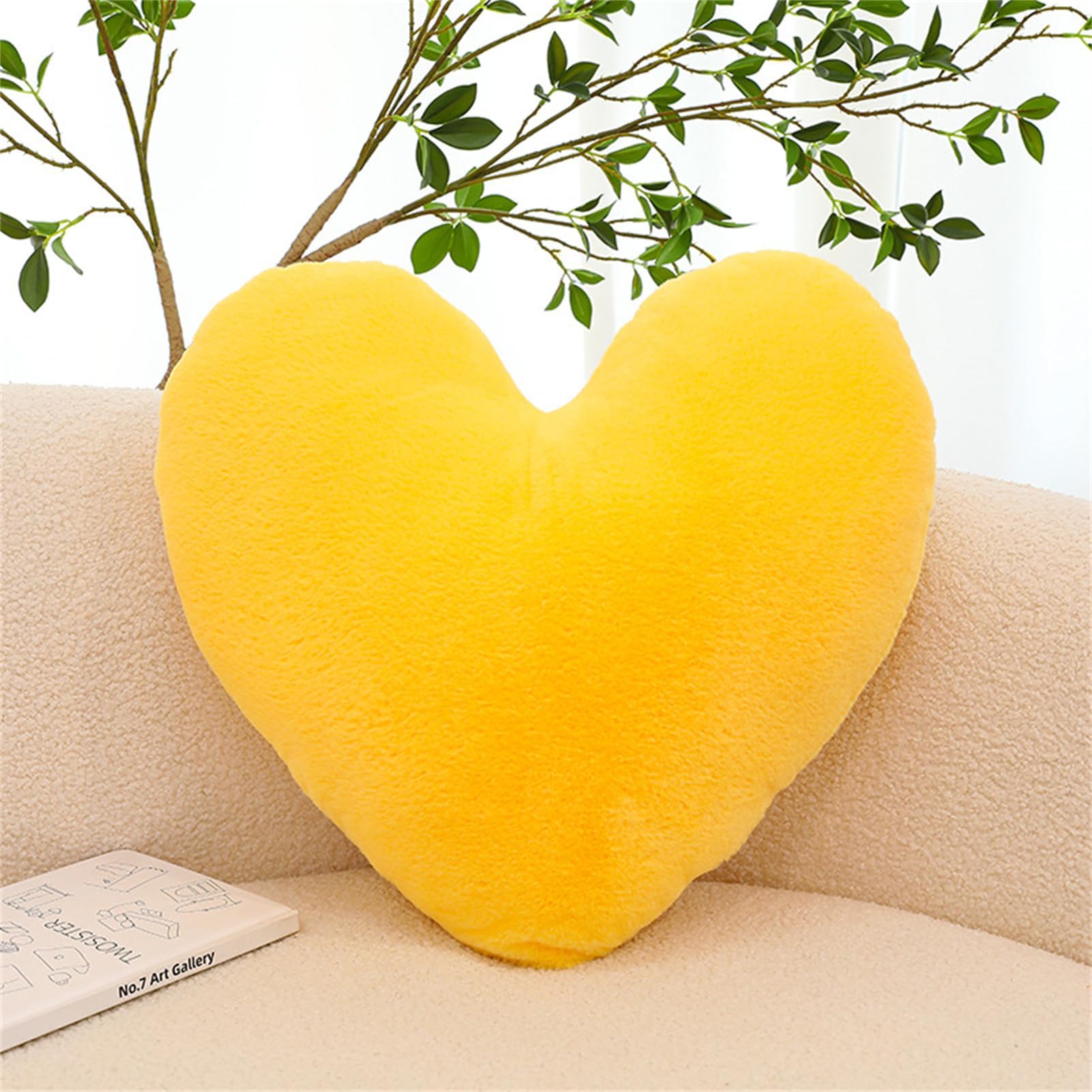 Cuscino a cuore, per cameretta dei bambini, a forma di cuore, per ragazze e ragazzi, decorazione per la camera da letto (cuore giallo, 50 cm)