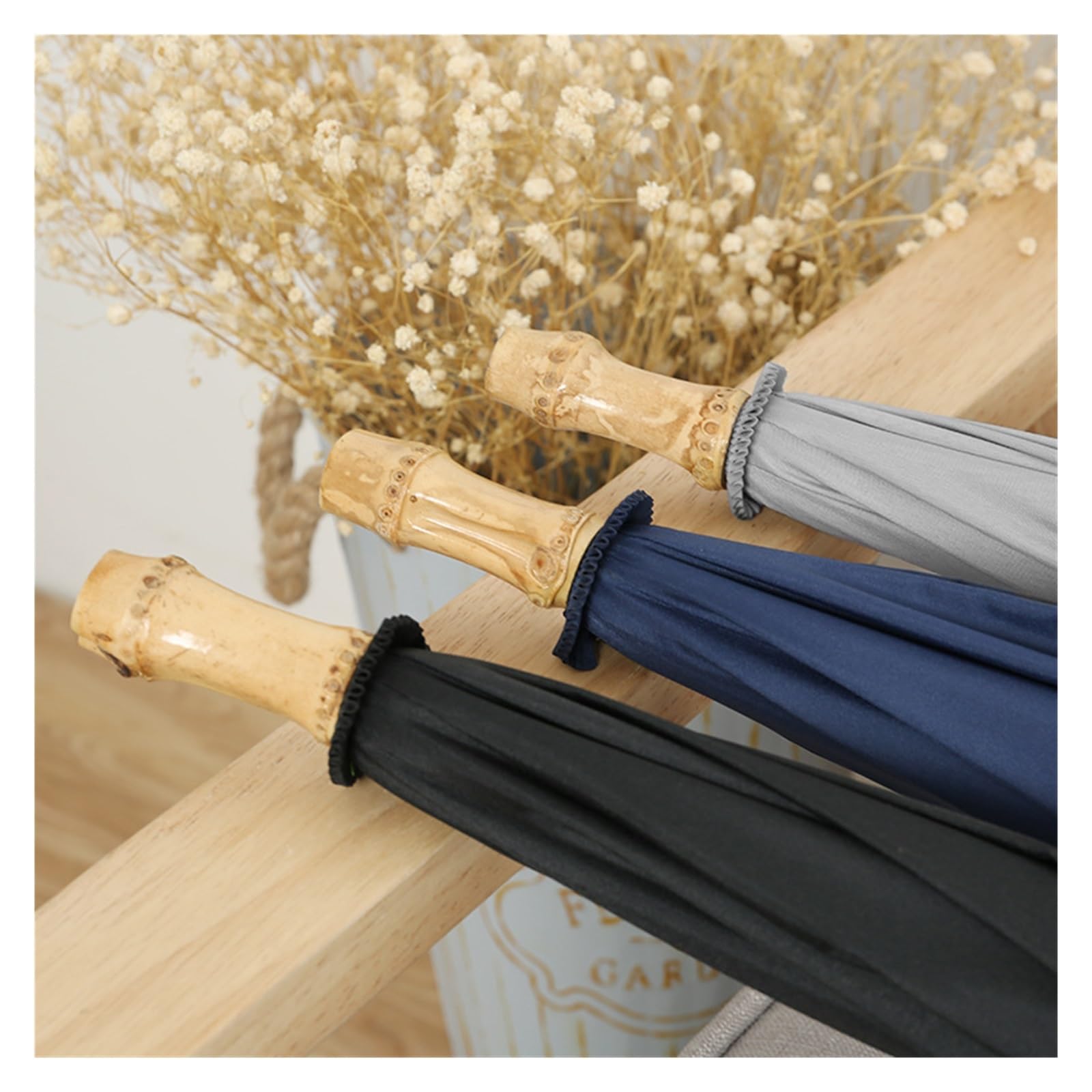 CMBSSTFC Ombrelli da Viaggio Ombrelli per Pioggia Ombrello con Manico Dritto, Ombrello da Fiera o da Pioggia retrò con Manico in Legno, Ombrello Grande con Manico Lungo Ombrello Compatto da Viaggio