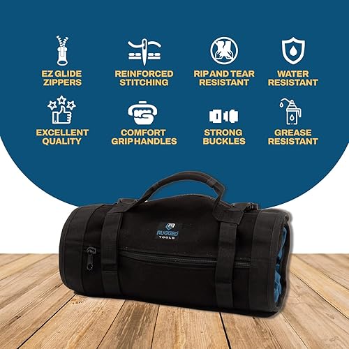 Miniatura 6 de Rugged Tools Titan23-XL - Rollo de herramientas - Rollo de llaves y organizador - Bolsa de herramientas de lona y bolsa de herramientas para