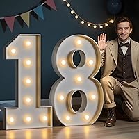 Vista 44 de Imprsv Números de marquesina iluminados de 3 pies para decoraciones de fiesta de cumpleaños 50, números de mosaico para globos, marco de globos