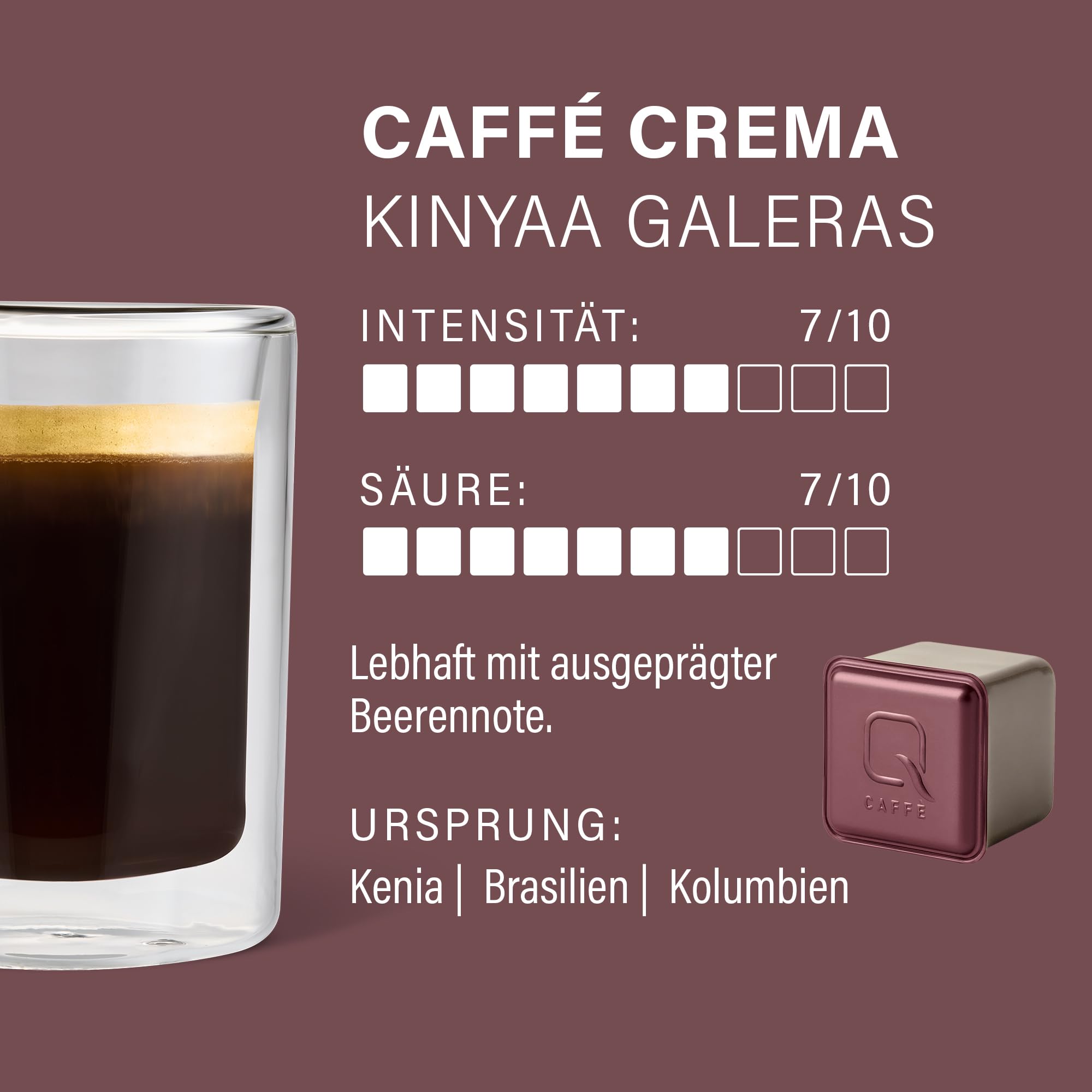 Tchibo Qbo Caffè Crema Kinyaa Galeras Premium Kaffeekapseln, 144 Stück - 18x8 Kapseln (Caffè, Intensität 7/10, lebhaft und beerig), nachhaltig & aus 70% nachwachsenden Rohstoffen¹