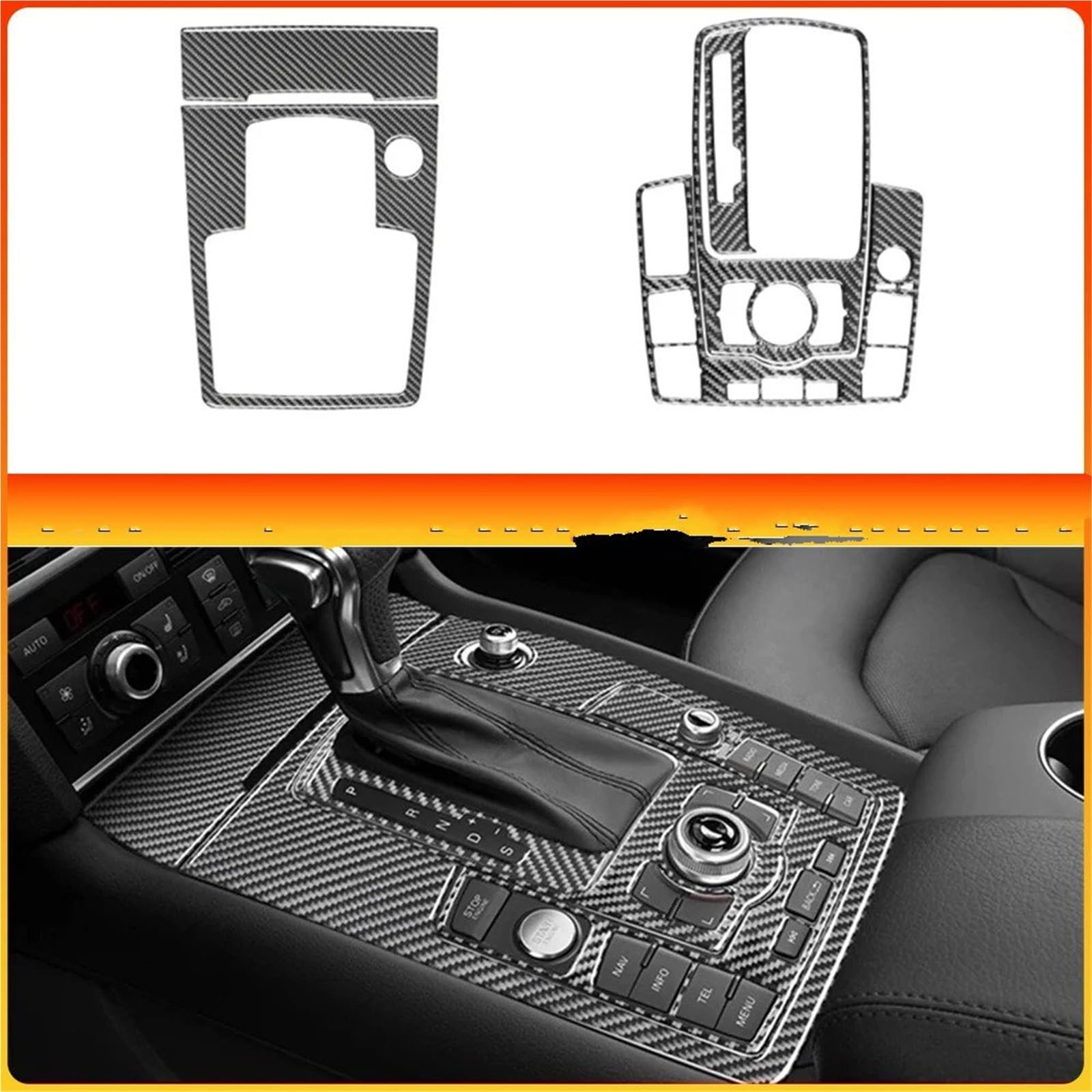 Interieur Zubehör Für Q7 2007-2015 Carbon Fiber Getriebe Shift Panel Abdeckung Trim Innen Konsole Dekoration Aufkleber Mittelkonsole Panel(A set,For Left-hand drive)