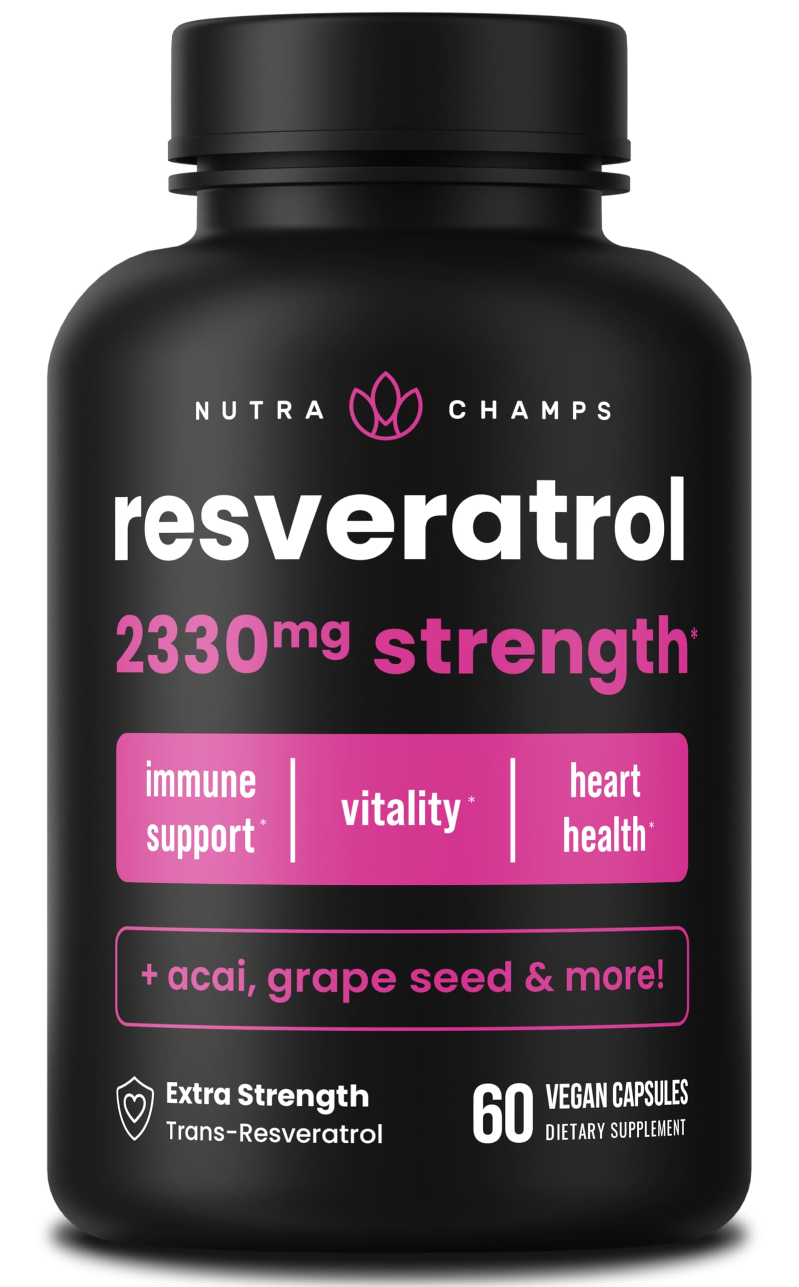 NutraChamps Inc. Resveratrol Supplement Extra Strength 1400mg Formula for Healthy Aging, Immune Support & Heart Health - 60 Vegan Capsules