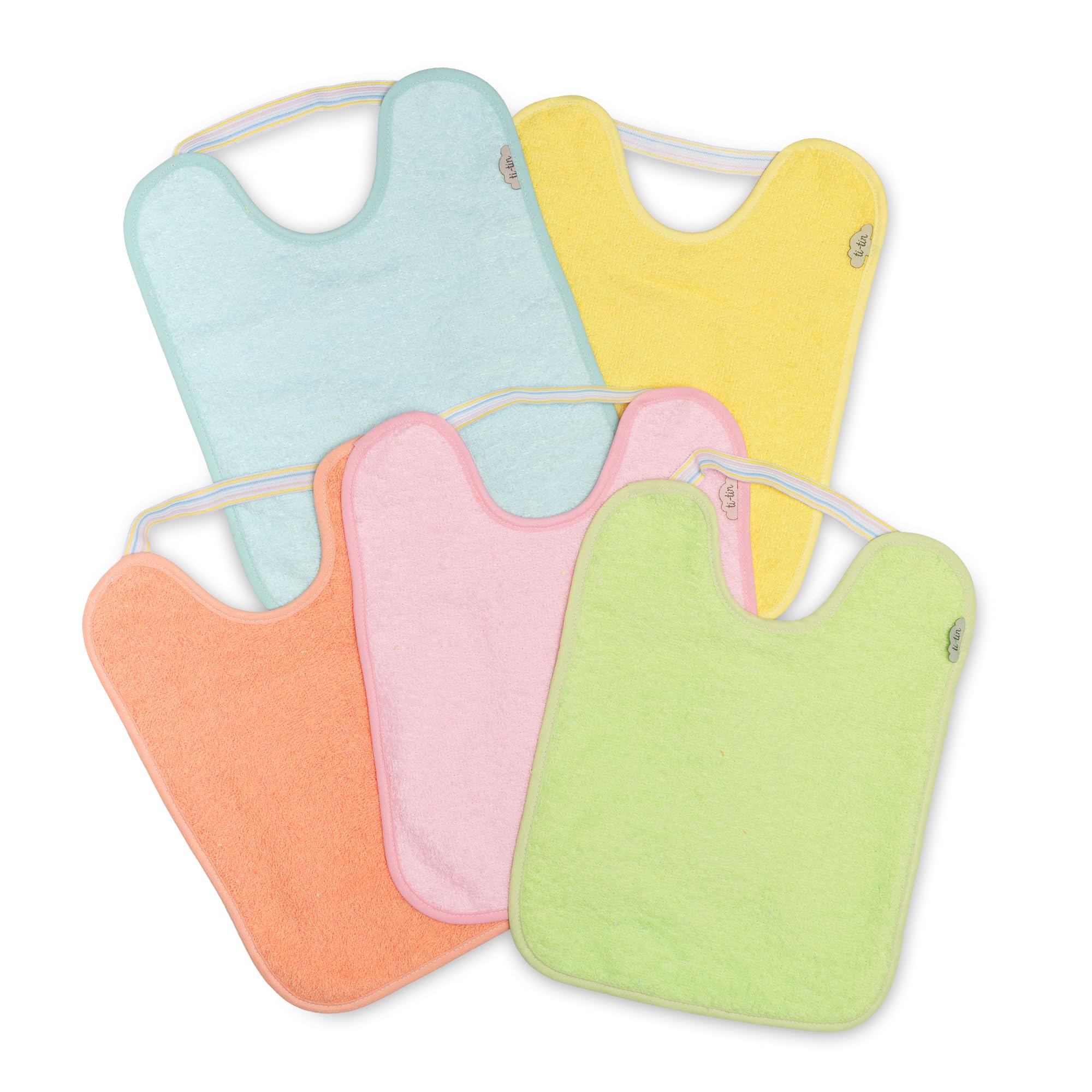 Bavaglini Impermeabili con Elastico per Asilo 5 Pezzi Spugna di Cotone Ultra Assorbente OEKO-TEX 6-12 Mesi