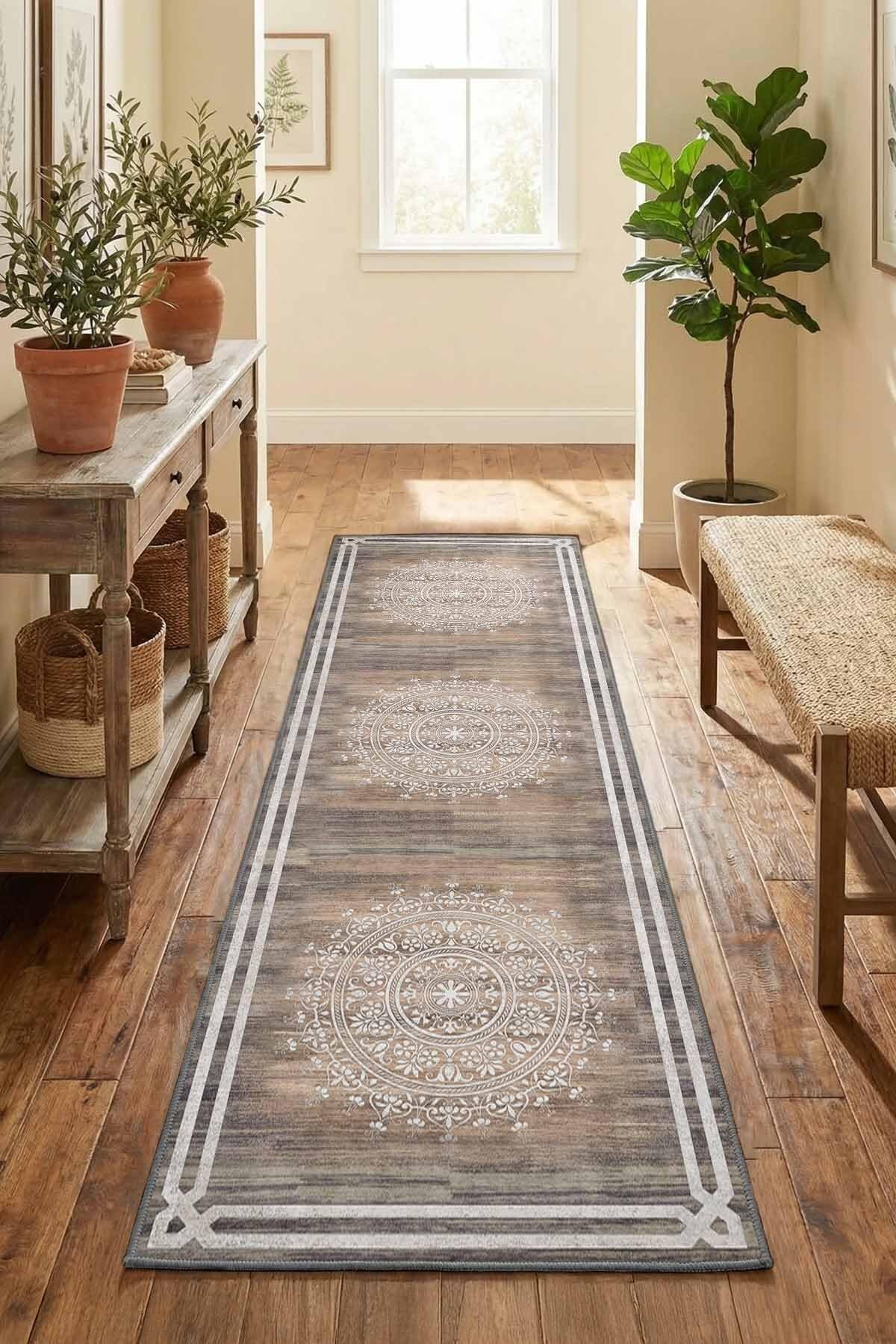 Monnhein Vizon Yolluk Venezia - Yıkanabilir, Kaymaz Taban, Dijital Baskılı, Leke Tutmaz, İnce Hav, Modern Koridor, Mutfak, Antre ve Salon için Dekoratif Yolluk