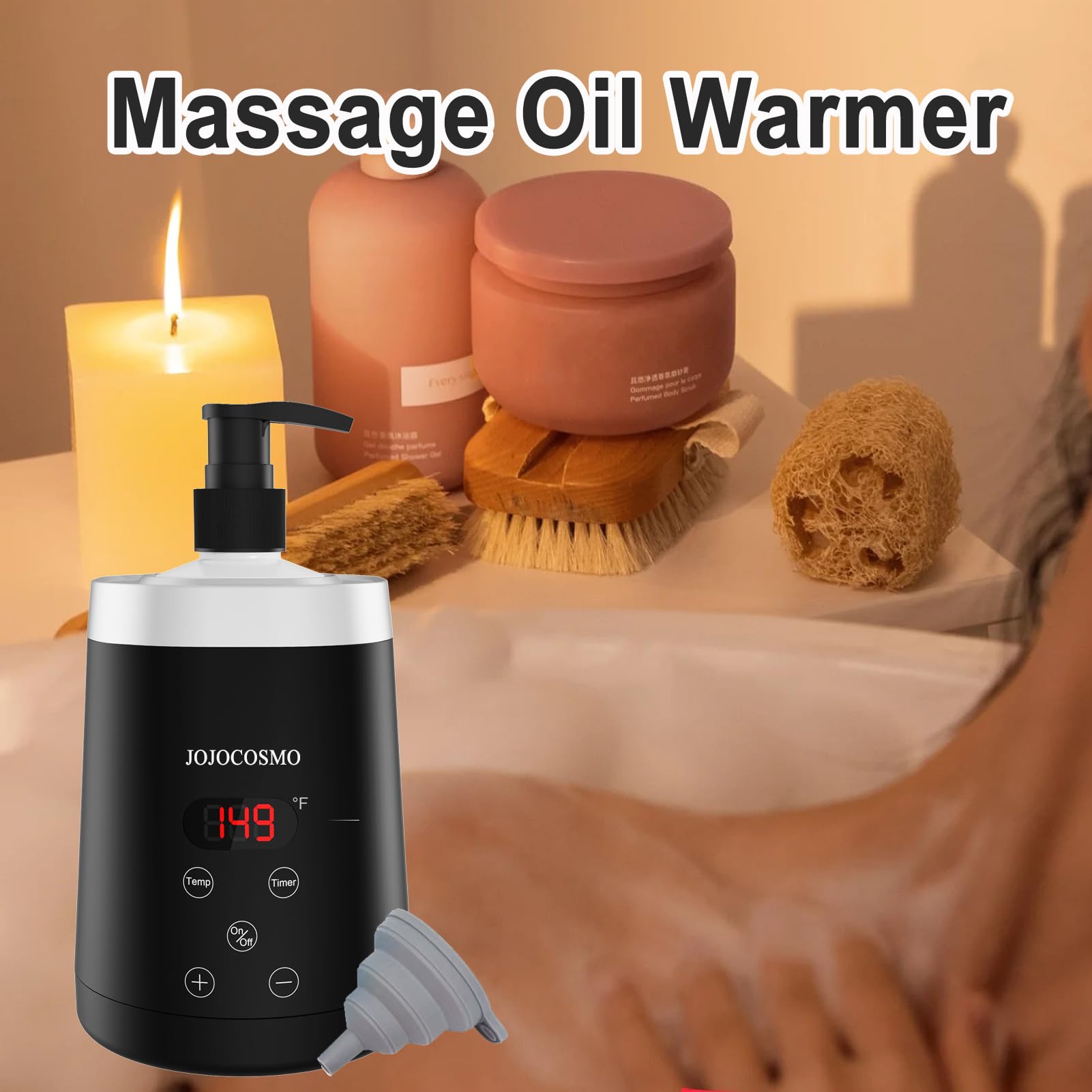 Calentador de Aceite de Masaje, Calentador Profesional de Loción de Masaje SPA, Calentador de Crema de Aceite para Salón, Uso en Casa, con 2 Dispensadores de Botella de Aceite