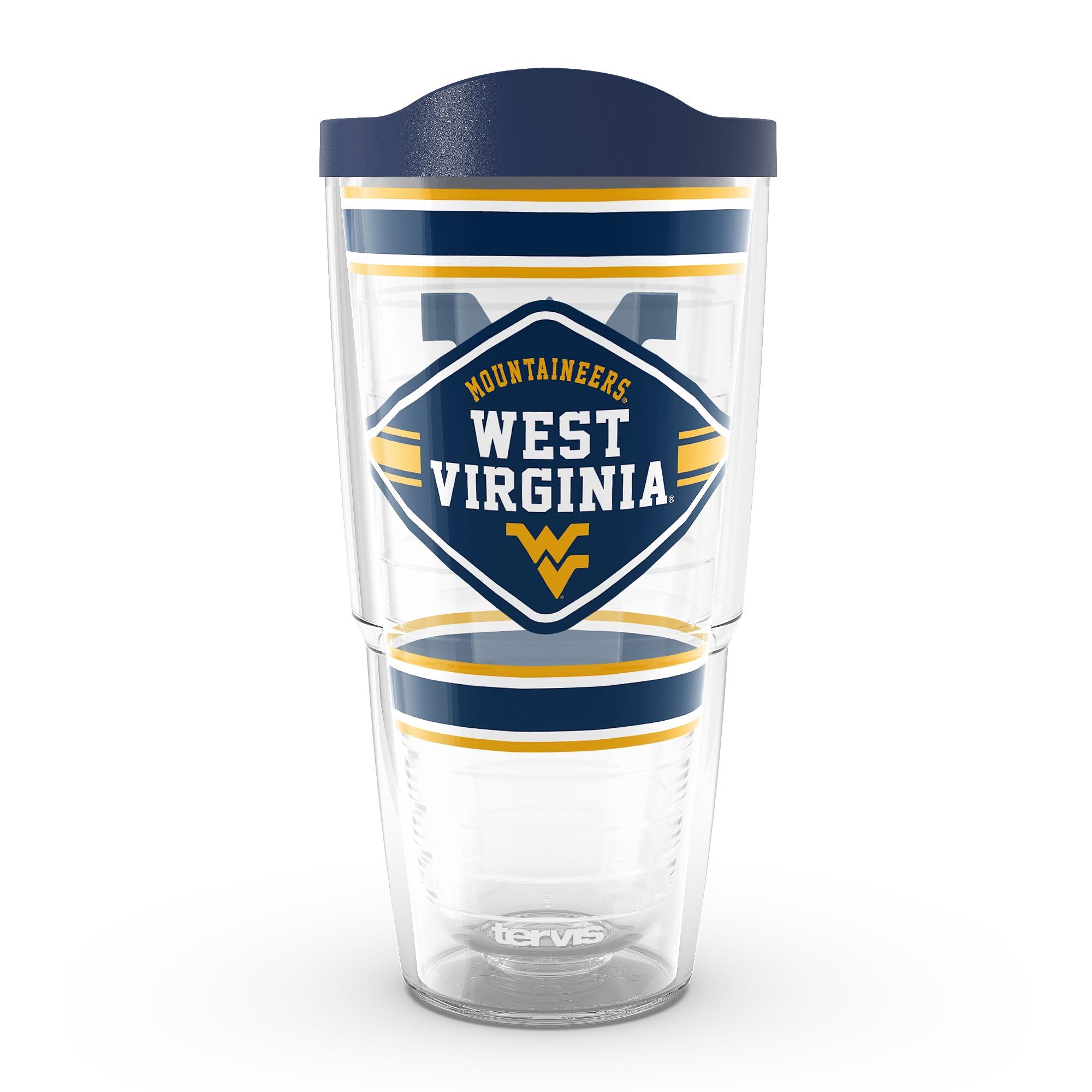 Tervis West Virginia Mountaineers Thermobecher, hergestellt in den USA, doppelwandig, isoliert, hält Getränke kalt und heiß, 680 ml, klassisch