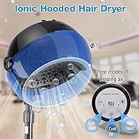 Vista 2 de Hooded Hair Dryer, 1500W Standing Hair Dryer with Time Settings, Touch Controls and 3 Temperature Modes, Height Adjustable Ionic Hooded Dryer