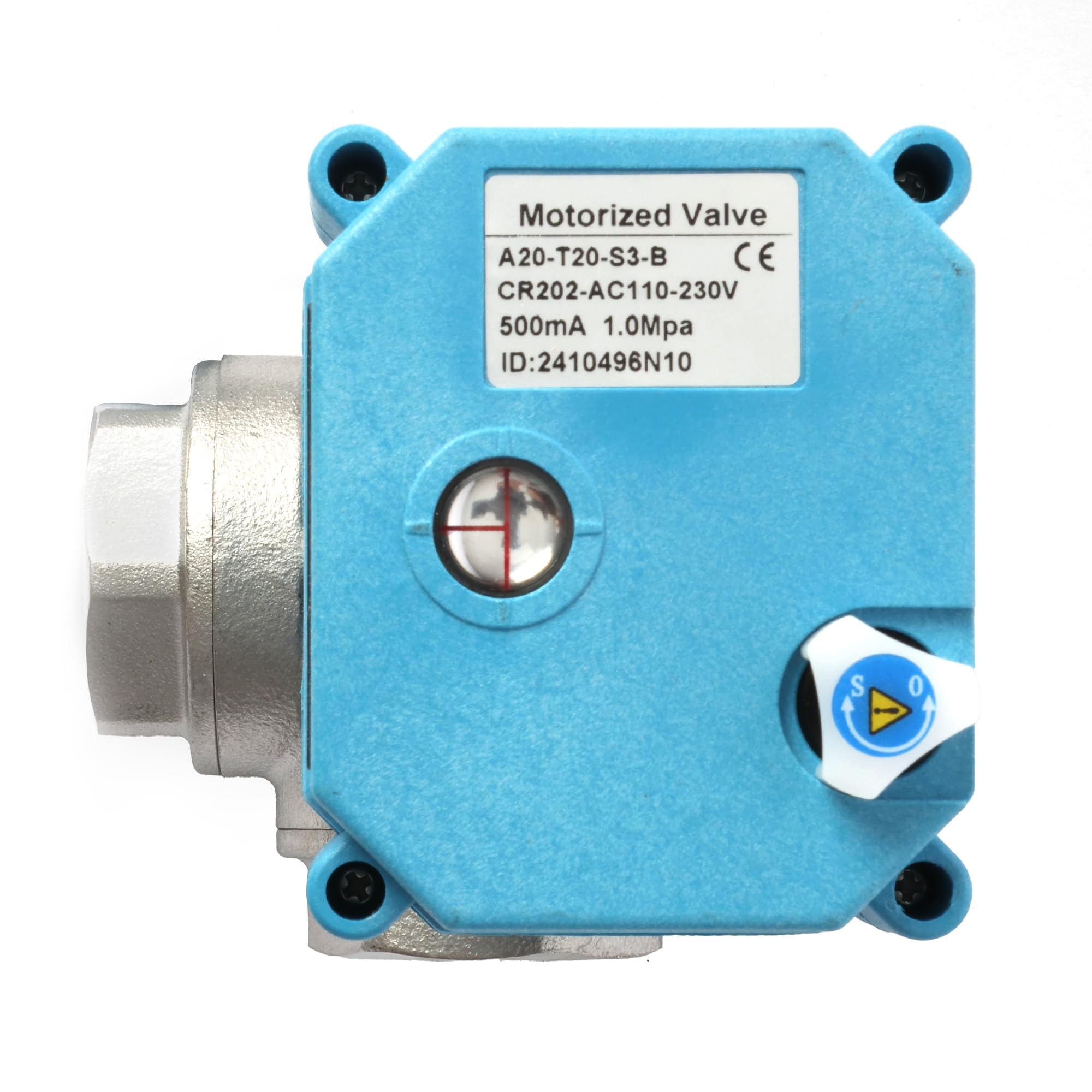 U.S. Solid Vanne 3 voies motorisée acier inoxydabl – 3/4", 110-230 V CA, type T, électrique de zone avec fonction manuelle, robinet d'arrêt d'eau, port standard