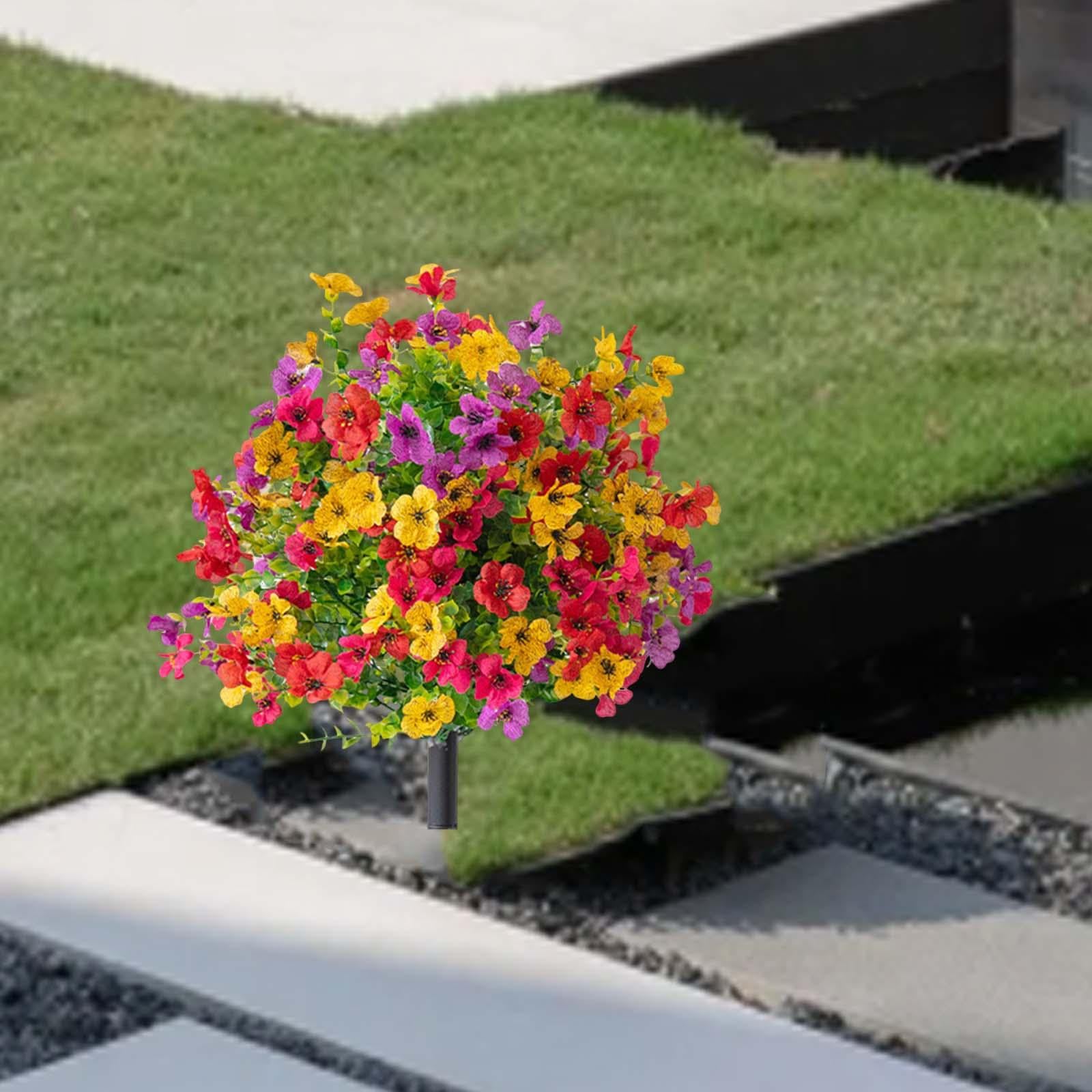 Qianly Kunstblumen Bund Künstliche Blumen Gartenstrauß Zierpflanze mit Stiel Dekoblume aus PP für Balkon Fensterbank Wohnzimmer für Hochzeitsdekoration, Buntes Violett