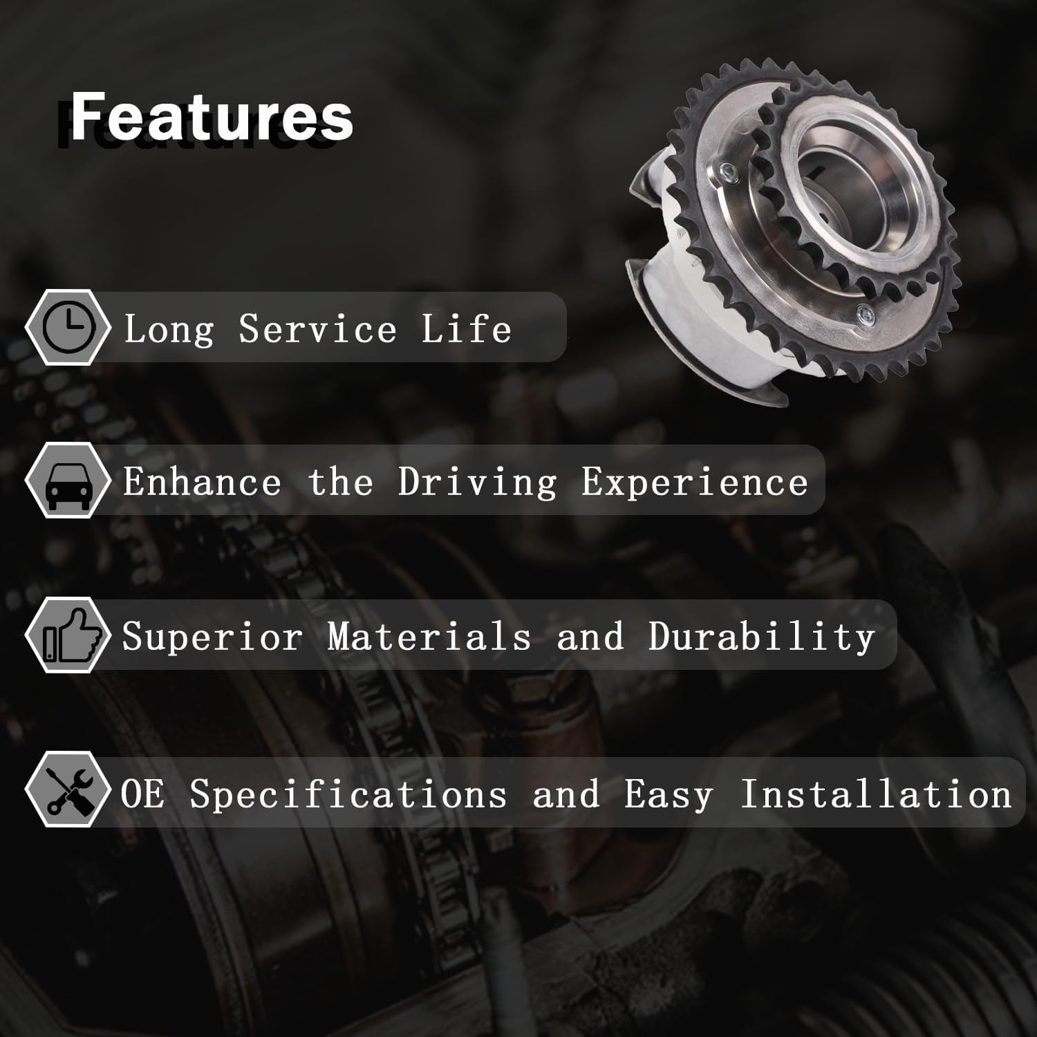 Intake Camshaft Sprocket Timing VVT Gear Fit 2007-2017 for Toyota Camry Highlander RAV4 Sienna Avalon Venza Lexus ES350 RX350 RX450h 3.5L 13050-31170 13050-0P020