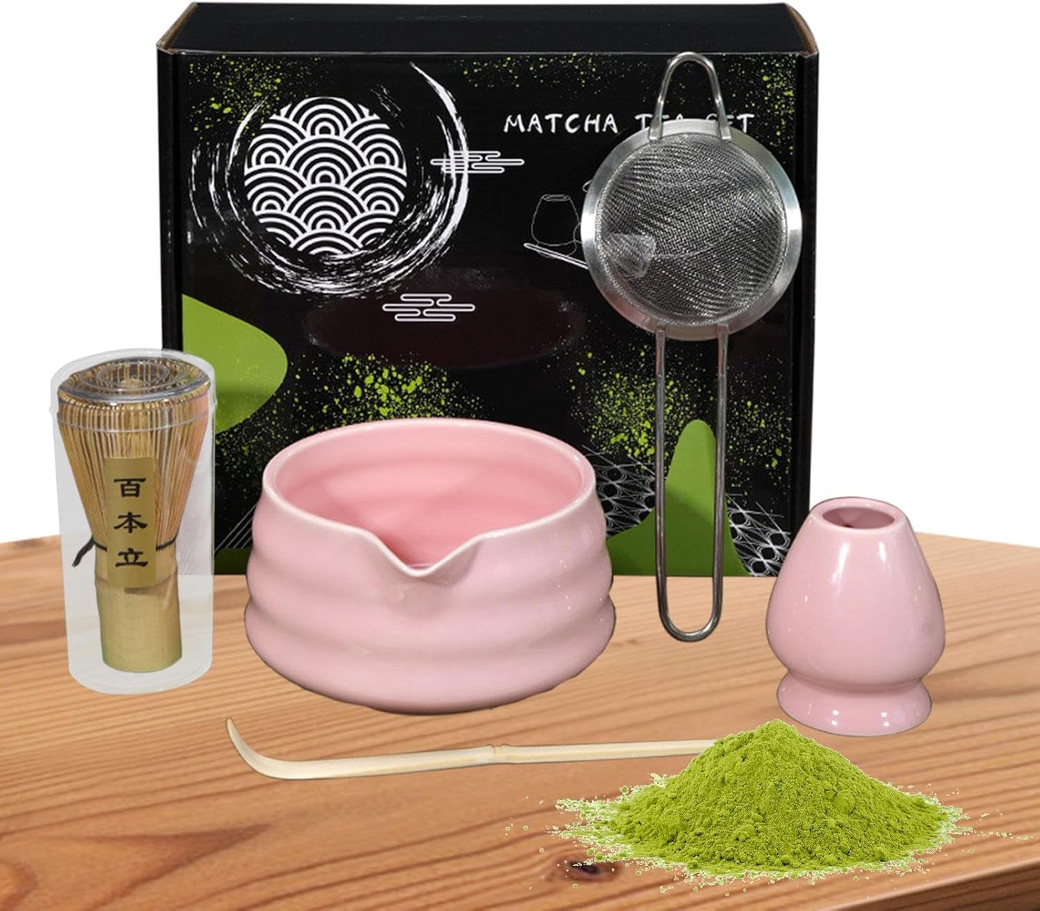 抹茶泡立て器スコップセット、本格茶セット、天然安全抹茶、丈夫な抹茶