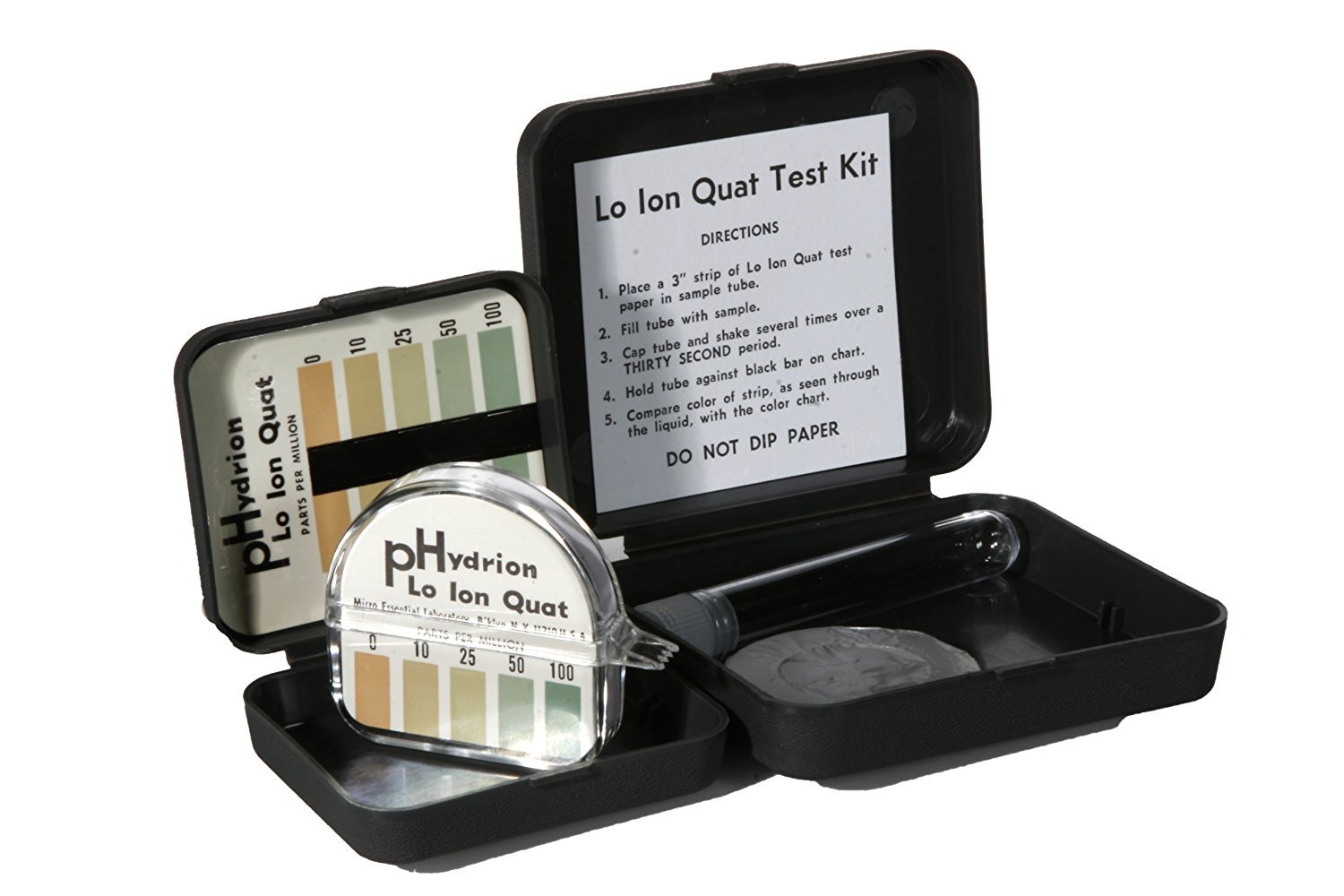 Micro Essential Lab QL-110 Hydrion Lo Ion Quat Test Kits, 0-100 ppm Range