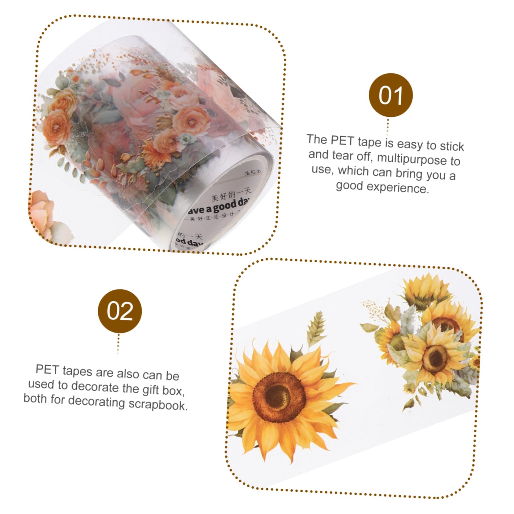 HOMSFOU 4 Set Nastro Adesivo Decorativo Pet Per Scrapbooking Da Rosa Accessori Per Diario Creativo E Decorazioni Per Pianificatori E Album Fai Da Te 2 *4