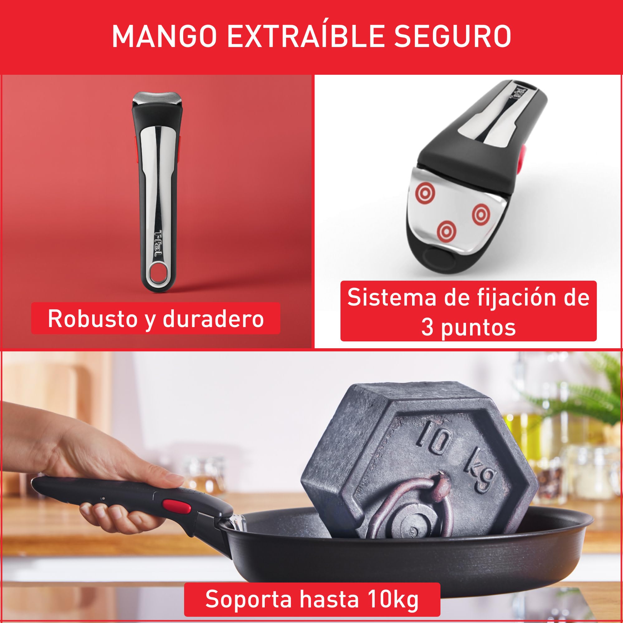 Tefal Ingenio Emotion - Juego de 2 Sartenes 22/26 cm + Mango extraíble, Apto inducción, antiadherentes, revestimiento titanio, Thermo-signal, apto lavavajillas y horno — view 4