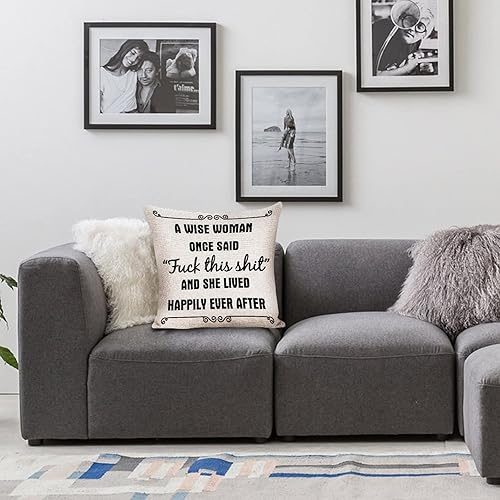 Miniatura 5 de A Wise Woman Once Said Fuck This Shit and She Lived Happily Ever After - Funda de almohada cuadrada para decoración de invierno, decoración rústica