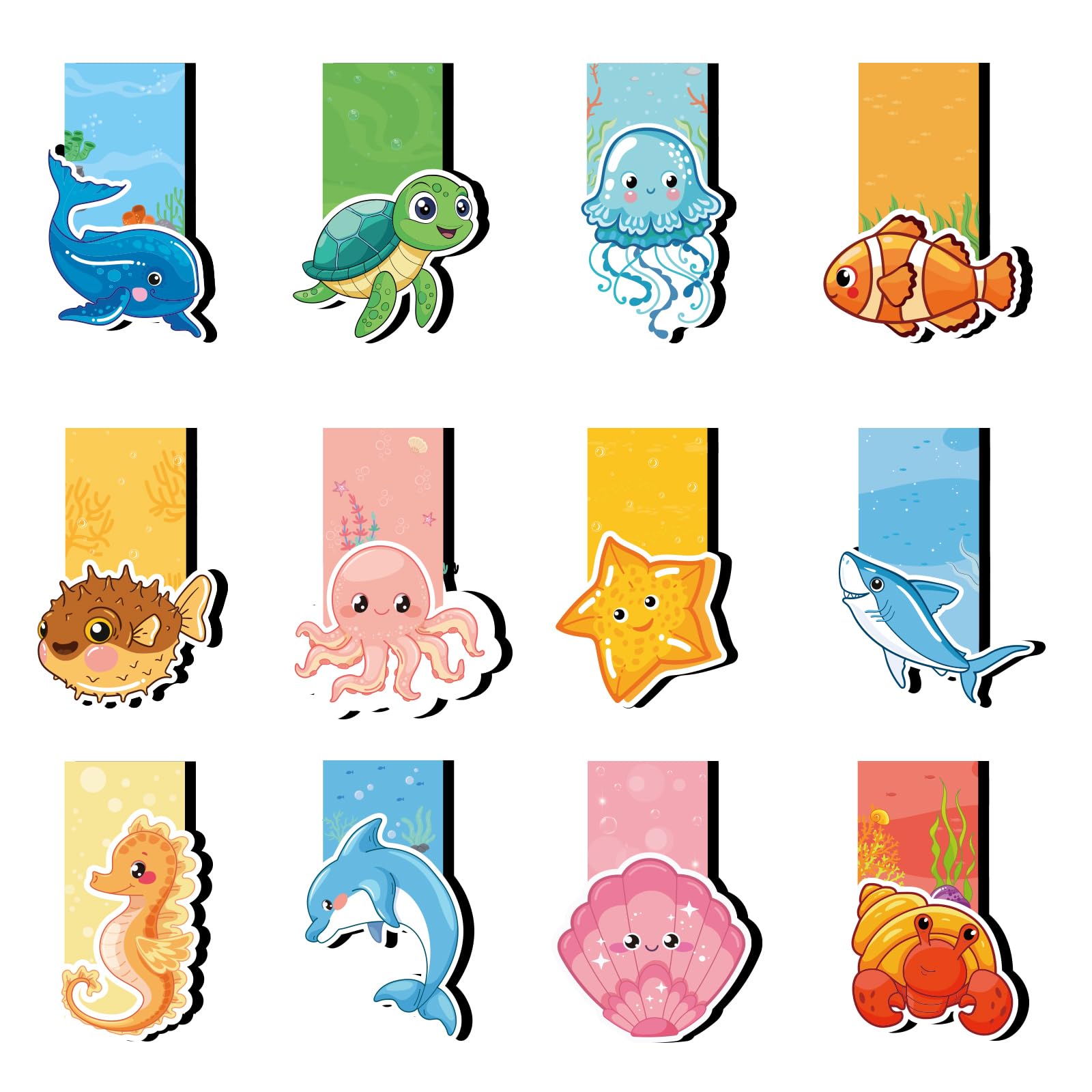 Thboxes 12 Pcs Magnetic Bookmark, Marine Animals Bookmarks Party Bag Fillers for Kids, Magnet Book Marks for Women, Assorted Magnetic Page Clips for Children Book Lovers Teachers Stationery