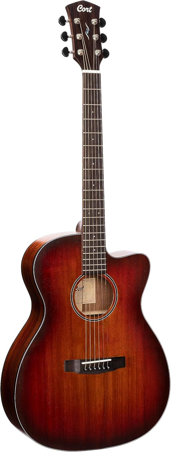 Cort 6 String Acoustic-Electric Guitar, Right, Open Pore Light Burst, Full (COREOCOPLB)
