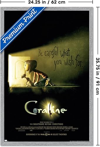 Vista 9 de Trends International Coraline - Be Careful One Sheet Wall Poster, 34L x 22.4W, Premium Poster & Clip Bundle