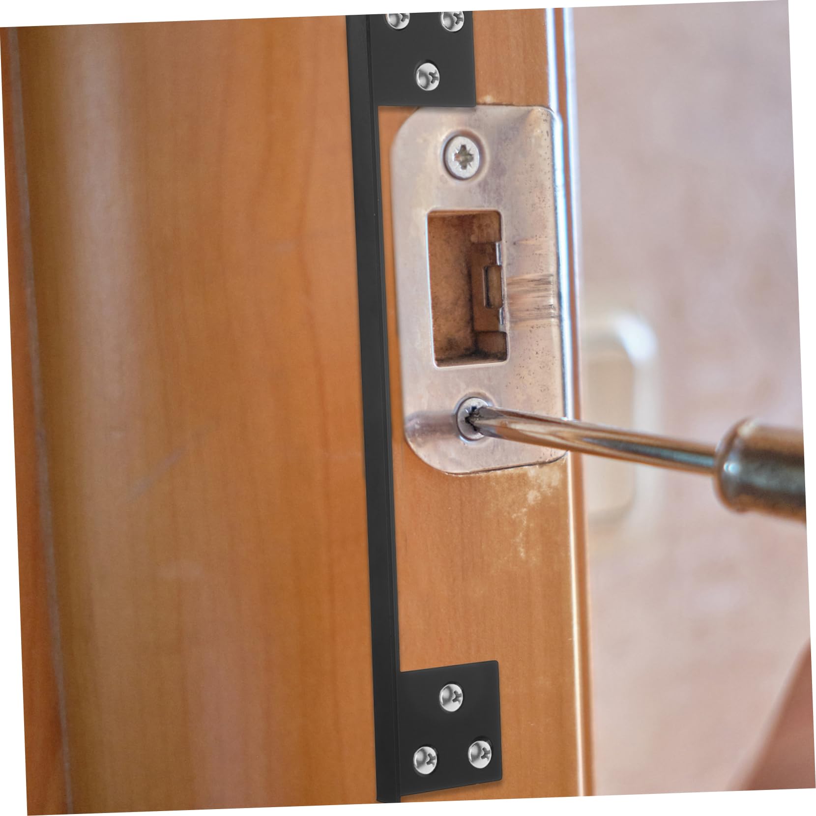 Artibetter 5piezas Protector De Puerta Latch De Inoxidable Cubierta De Seguridad Para Pestillos De Puertas Exteriores Instalación Rápida y Fácil Para Seguridad Adicional