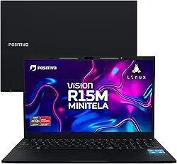 Notebook Positivo Vision R15M AMD Ryzen 7-5825U Linux 24GB RAM 512GB SSD Wi-Fi 6 Tela 15” Full HD IPS Antirreflexo - Minitela - Permite upgrade de memória RAM e SSD - Preto
