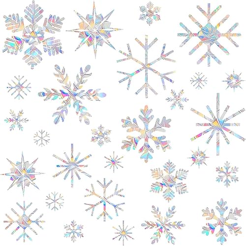 Miniatura 1 de Shawula 36 calcomanías de copo de nieve para ventana, anticolisión, para salvar a los pájaros de las colisiones de ventanas, no adhesivas, vinilo