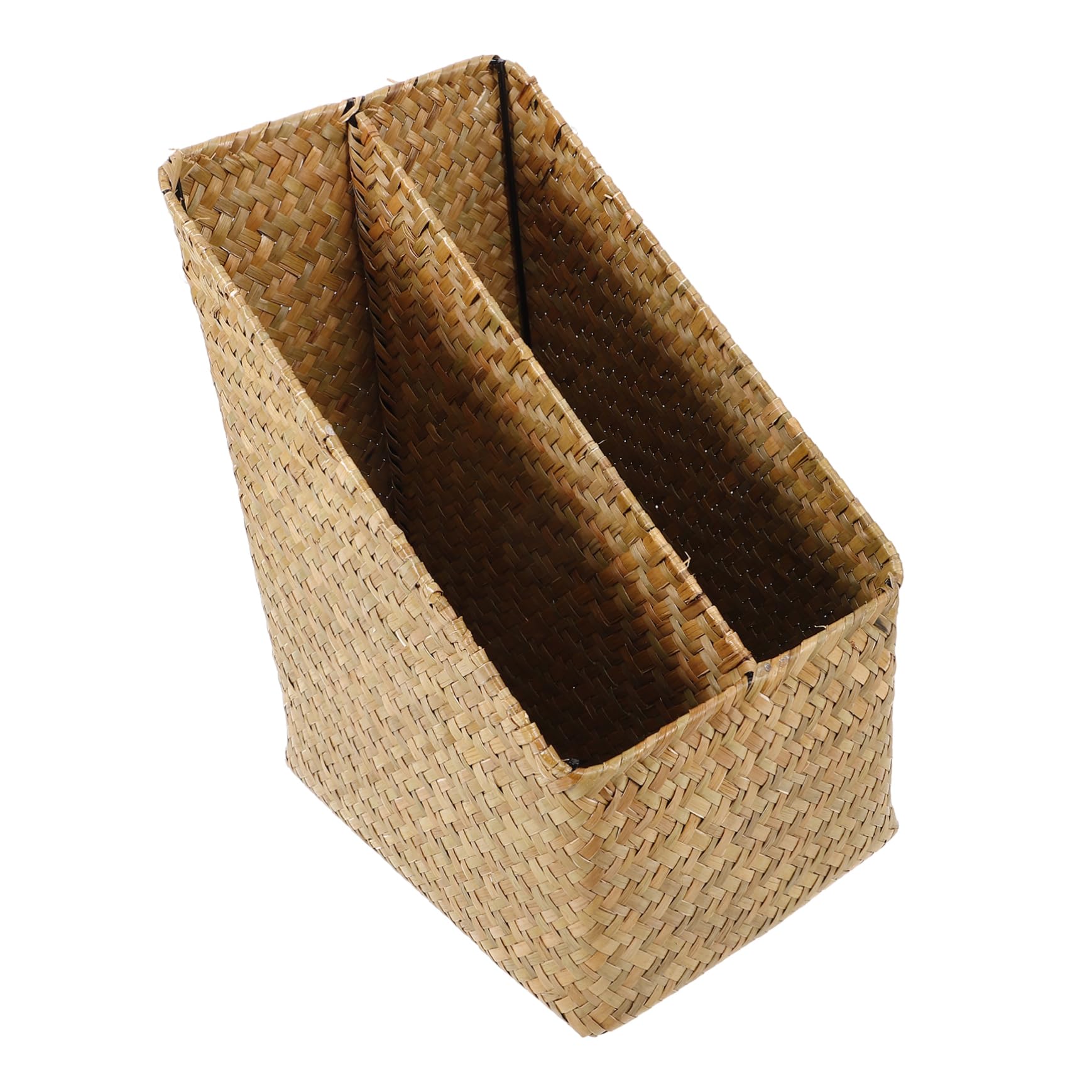Geflochtener zur Aufbewahrung von Büchern und Kleinigkeiten für Zuhause aus Stroh Aufbewahrungskorb Praktischer Vintage Organizer dem Schreibtisch