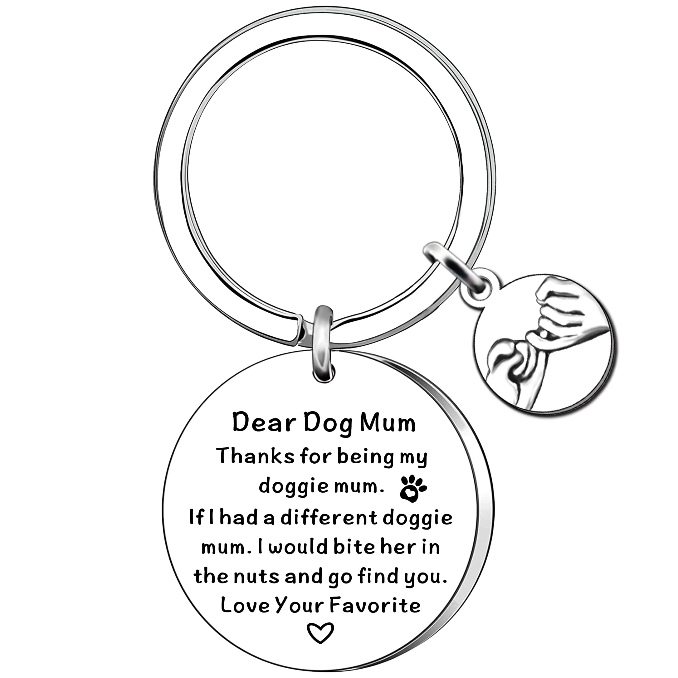 AMZQ Dog Mum Gifts Dog Mum Keyring Dog Mum Birthday Gifts Mothers Day Christmas Gifts for Dog Mum Mummy Dog Lover Gifts for Women, Silver, One Size, Women