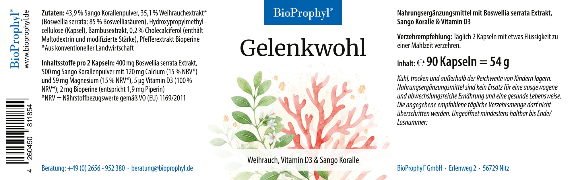 Gelenkwohl - 400 mg Weihrauch 85% Boswellia serrata (90 Kapseln)