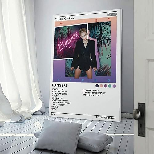 Miniatura 3 de Miley Cyrus - Póster de Bangerz 007 en lienzo para decoración de dormitorio, paisaje, oficina, San Valentín, cumpleaños, regalo, marco, estilo 24 x