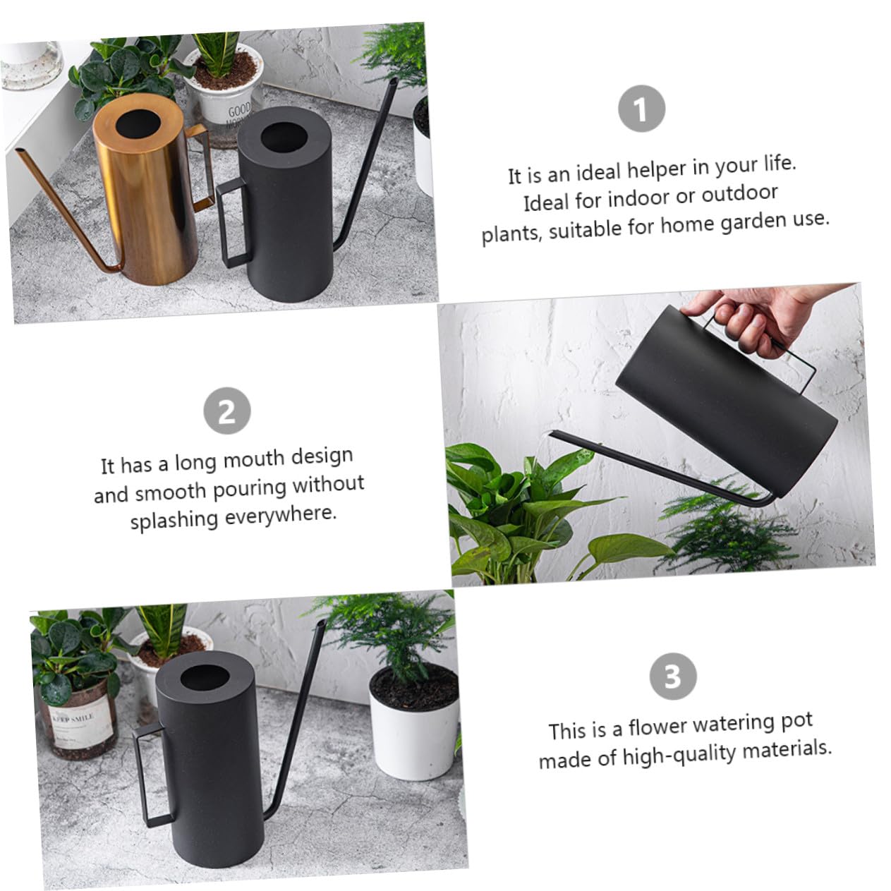 DOITOOL Edelstahl Gießkanne Große Kapazität Metall Sprühkanne Langer Ausguss Spritzfunktion Für Zimmerpflanzen Sukkulenten Balkon Garten Indoor Pflanzenpflege