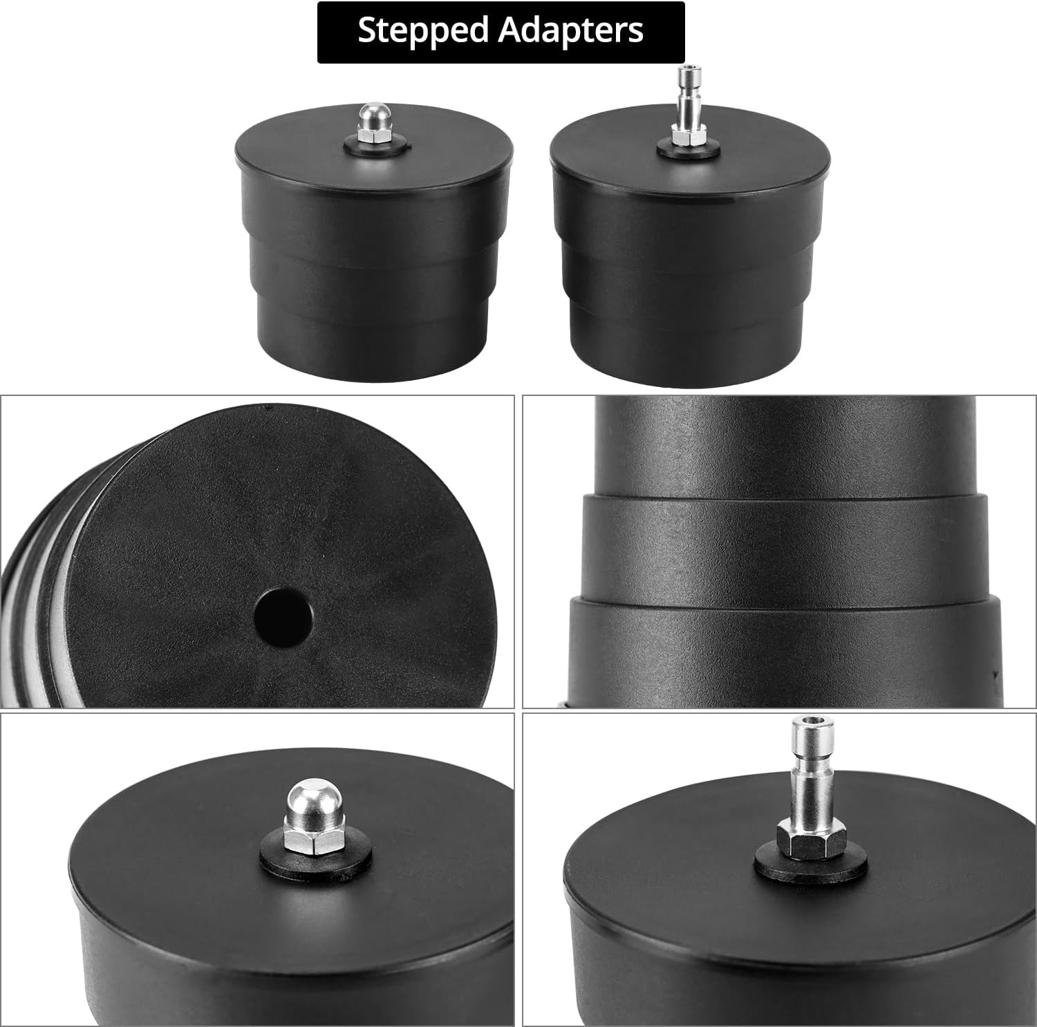 QWORK 9-Piece Turbo Boost Pressure Leakage Tester Set, 1-3/8" - 3-1/2", Compatible with Car Turbo Systems & Cooling System Hoses