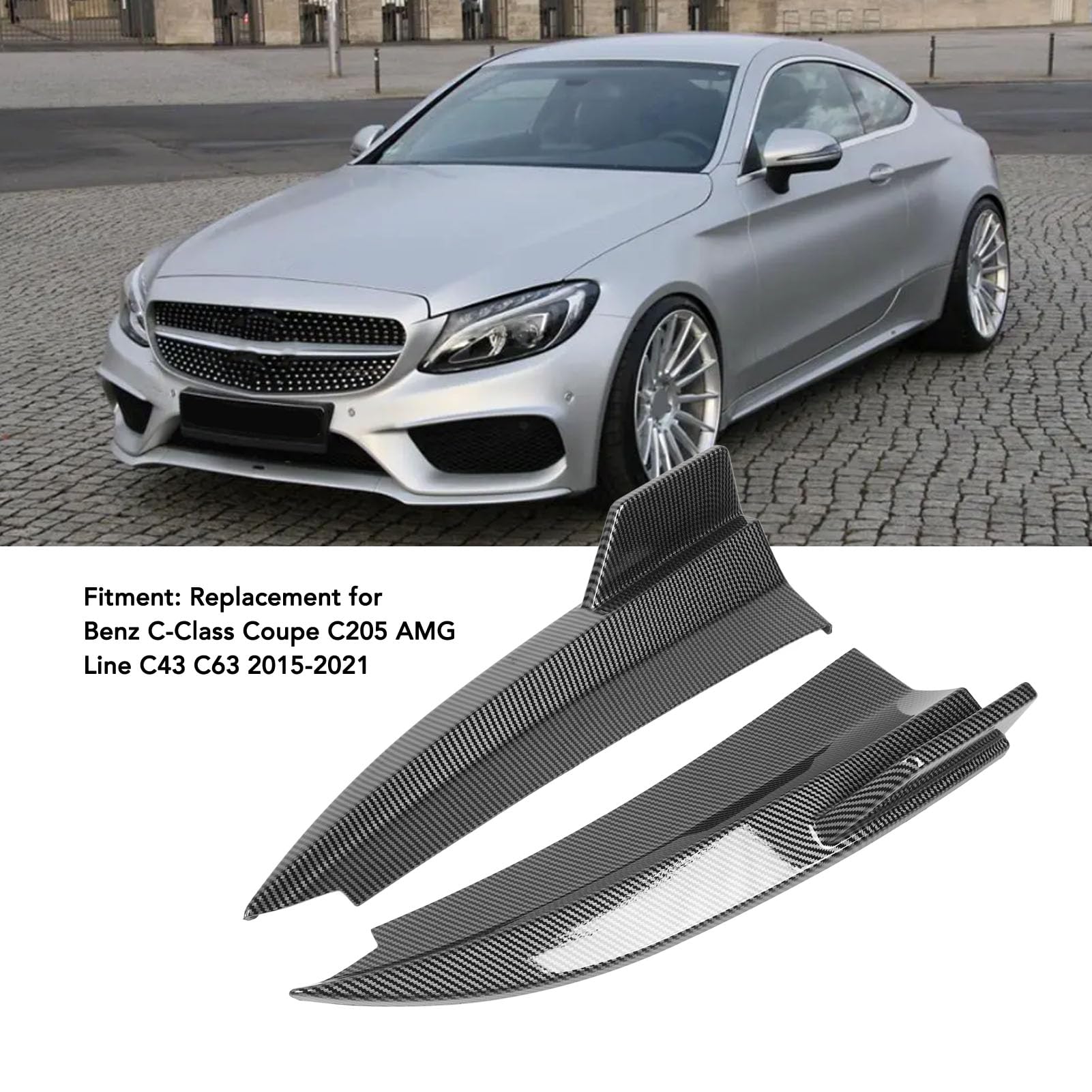 Dyfuzor boczny tylnego zderzaka Lewy prawy Wysokiej jakości plastik ABS Silna ochrona Poprawiona stabilność Łatwa instalacja dla Benz C Class Coupe C205 AMG Line C43 C63 2015 2021 (Styl włókna