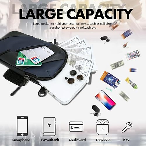 Miniatura 5 de Soporte de teléfono para brazalete de correr, bolsa cruzada pequeña con bandas para el brazo para mujeres, hombres y niños, se adapta a iPhone 15 14