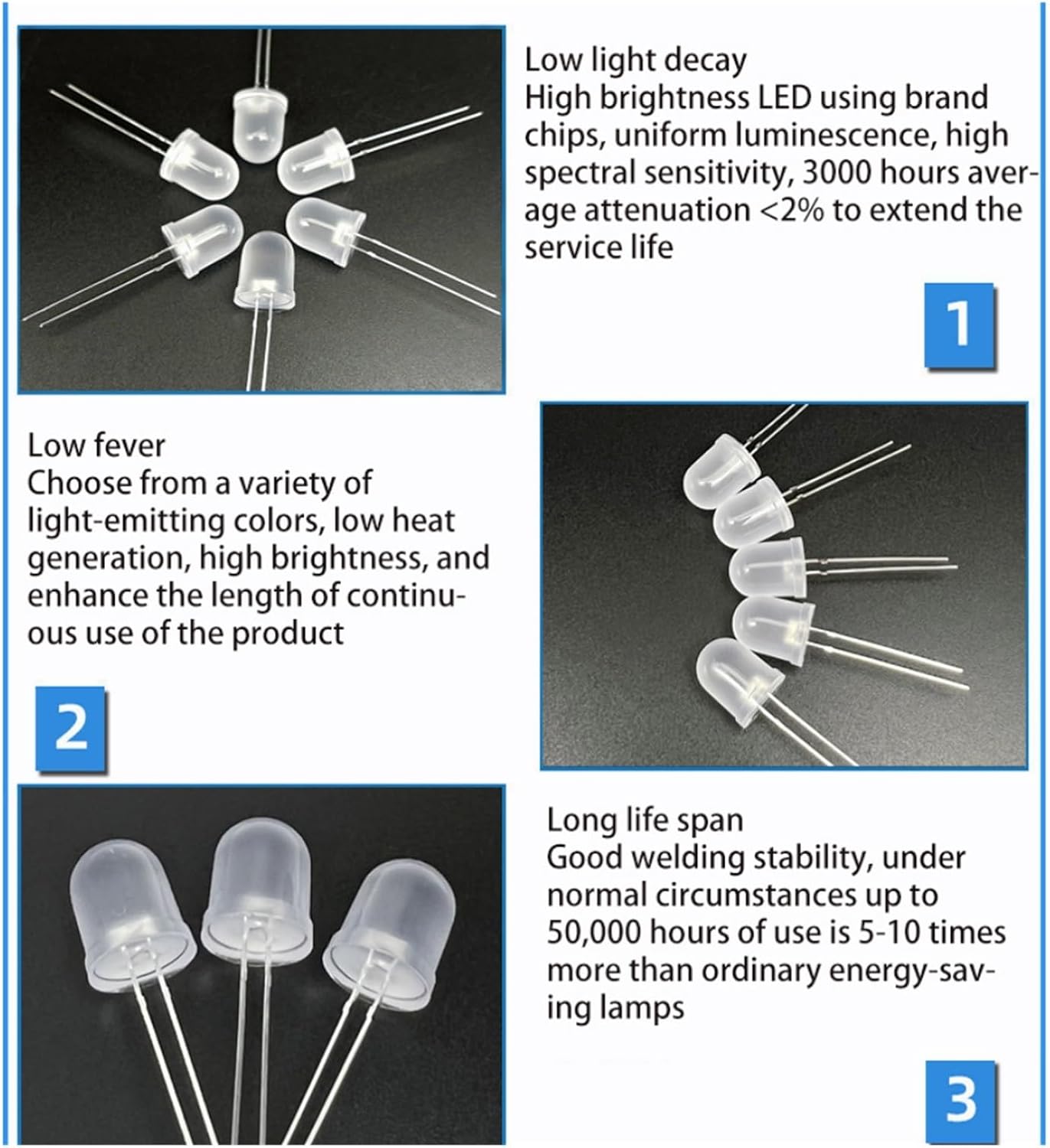 MeLphi 10 PCS 5mm Diffused LED Diode High Intensity Super Bright Lighting Bulb Electronics Component Lamp Fog Light Emitting Diode (Color : Red)