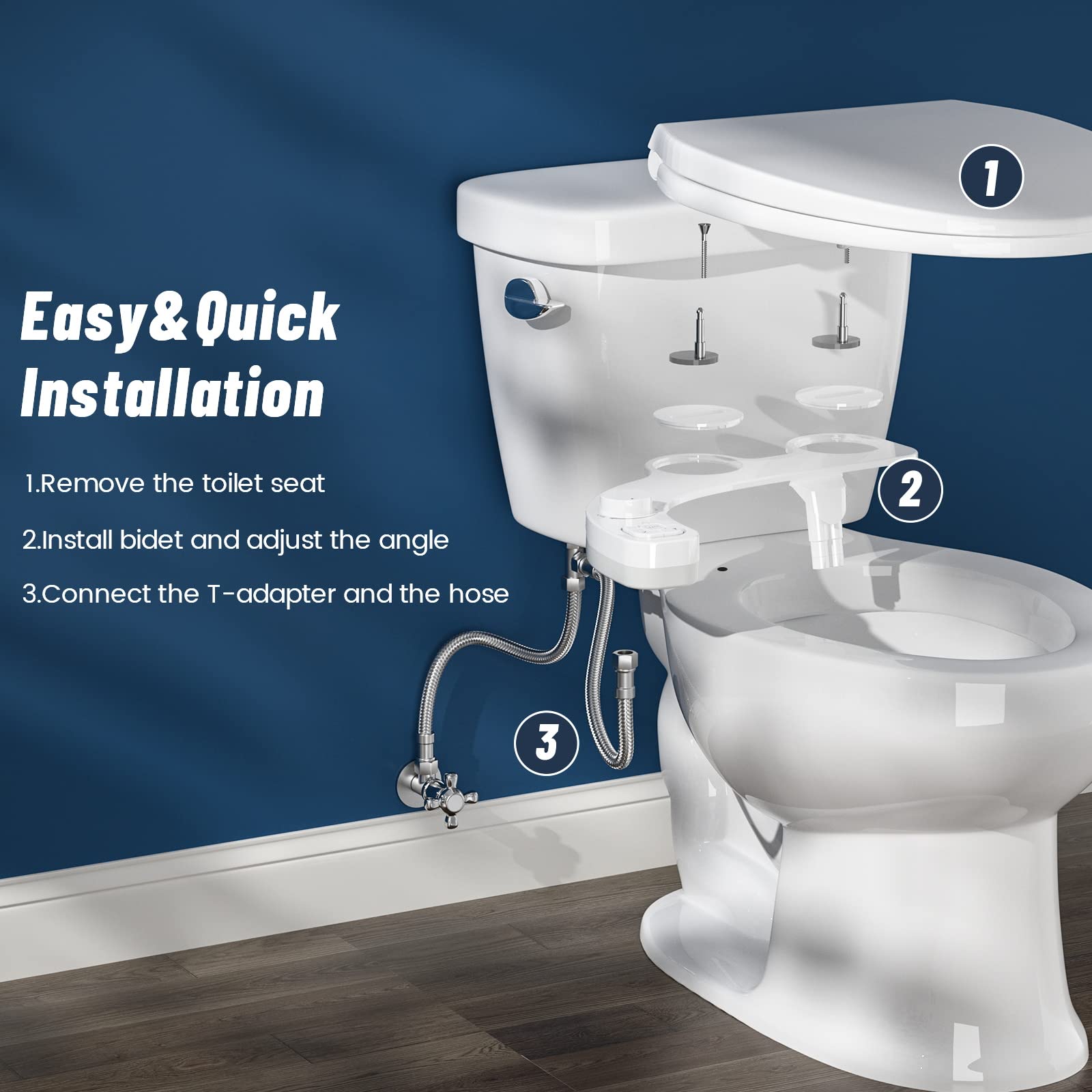Samodra 8.0 - Inserto per bidet per WC a doppio getto autopulente per lavaggio posteriore e femminile, per WC (bianco)