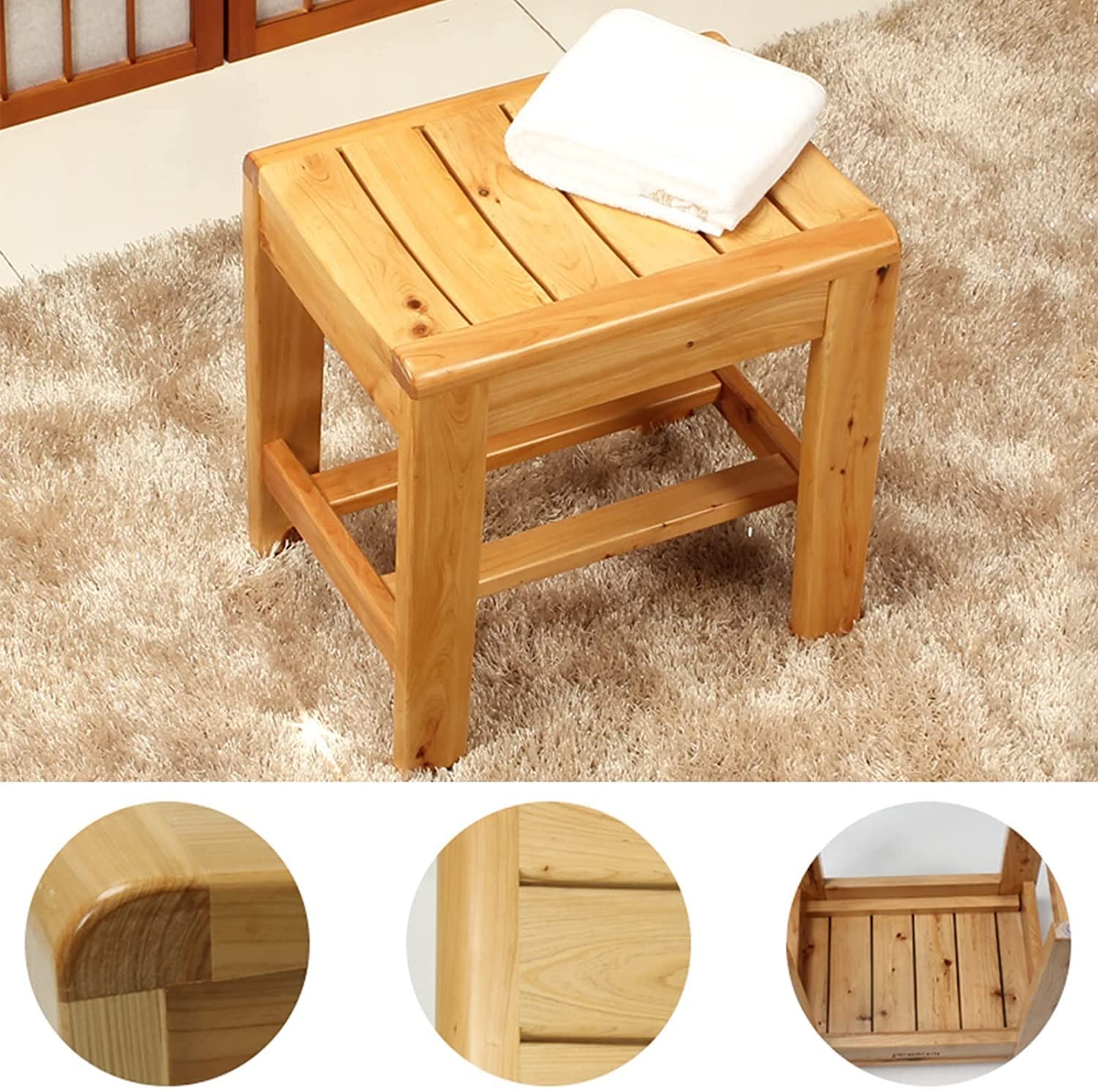 Taburete de Ducha de Esquina de Madera, Taburete de Ducha de Esquina, Asiento de Esquina para Ducha, Afeitado de piernas, en baño, Sala de Estar, Dormitorio, jardín y Ocio.
